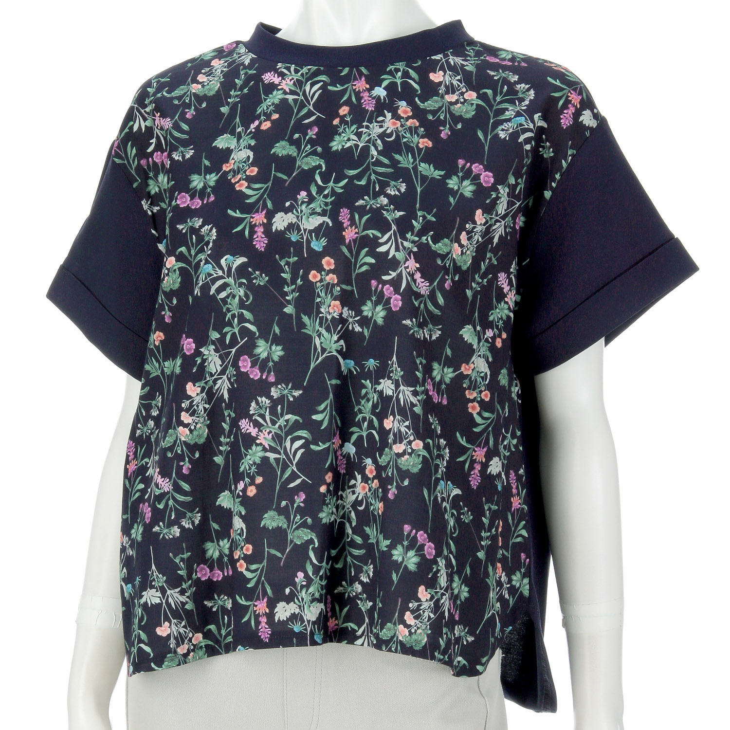 カットソー切替花柄チュニック - 画像2