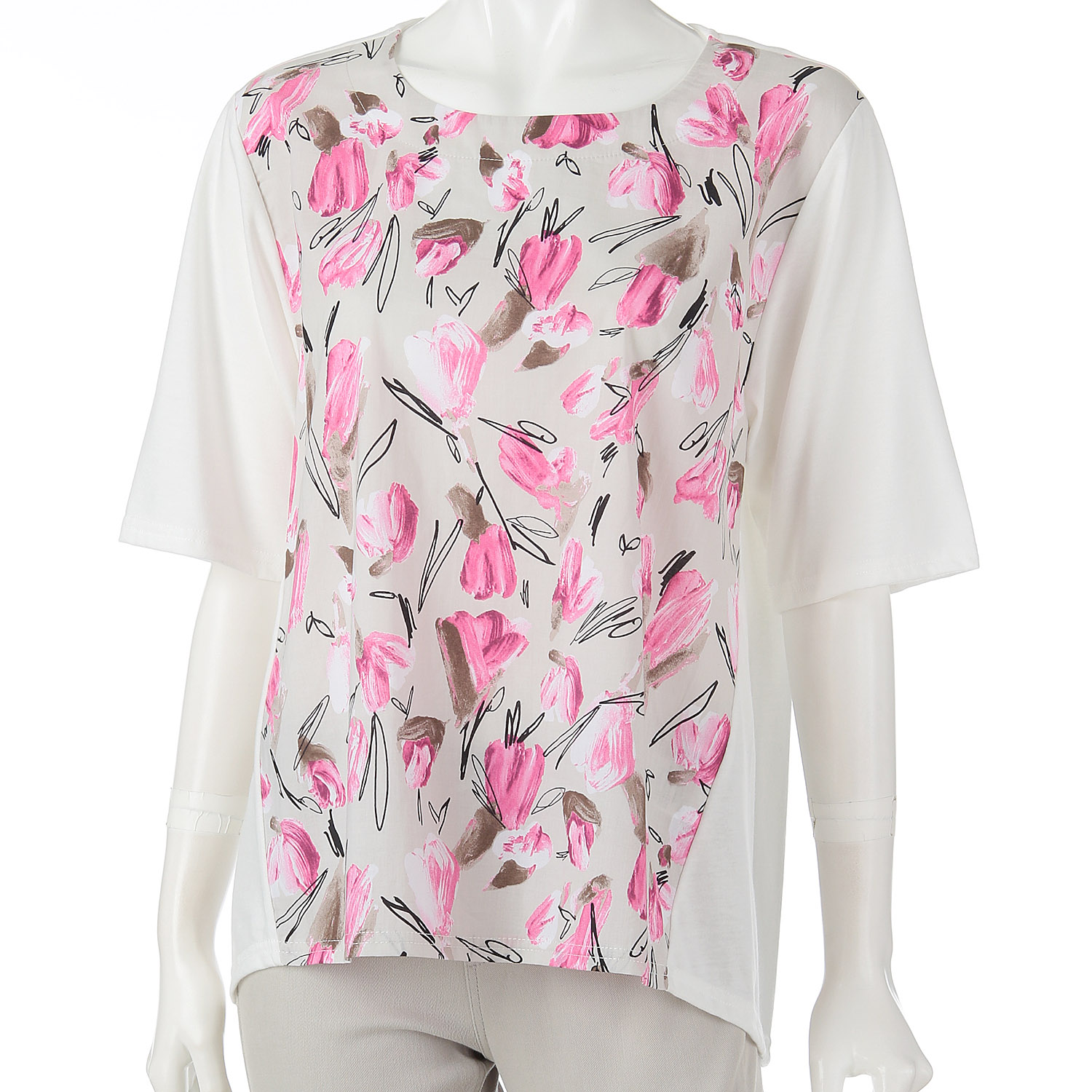 プリント×無地チュニック - 画像1