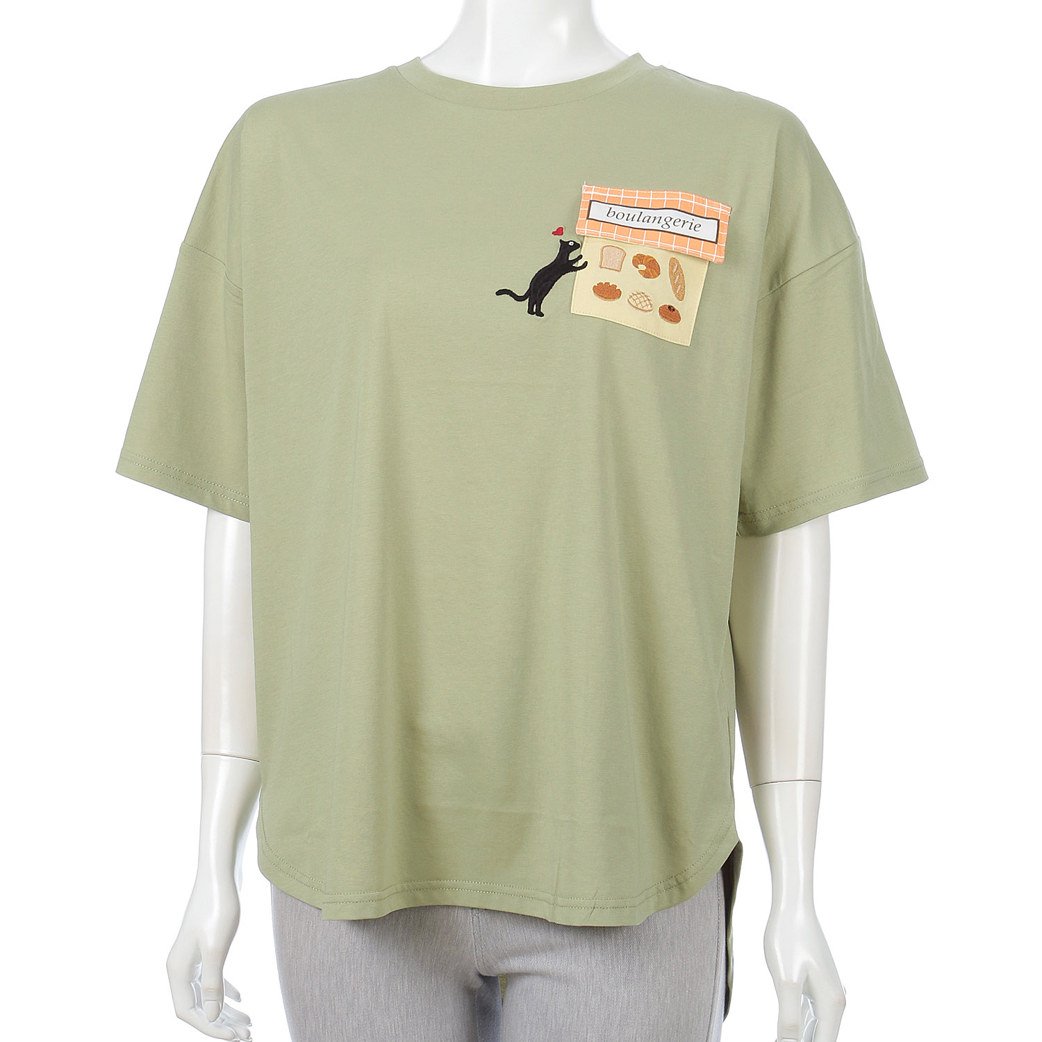 Myauris ネコ刺繍半袖Tシャツ - 画像4