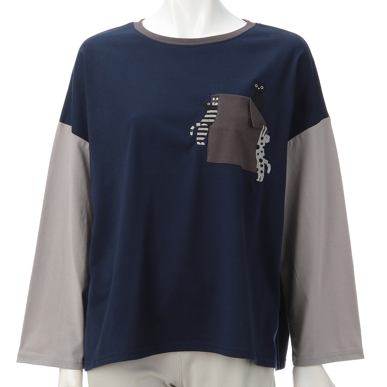 Myauris ネコ刺繍長袖Tシャツ - 画像9