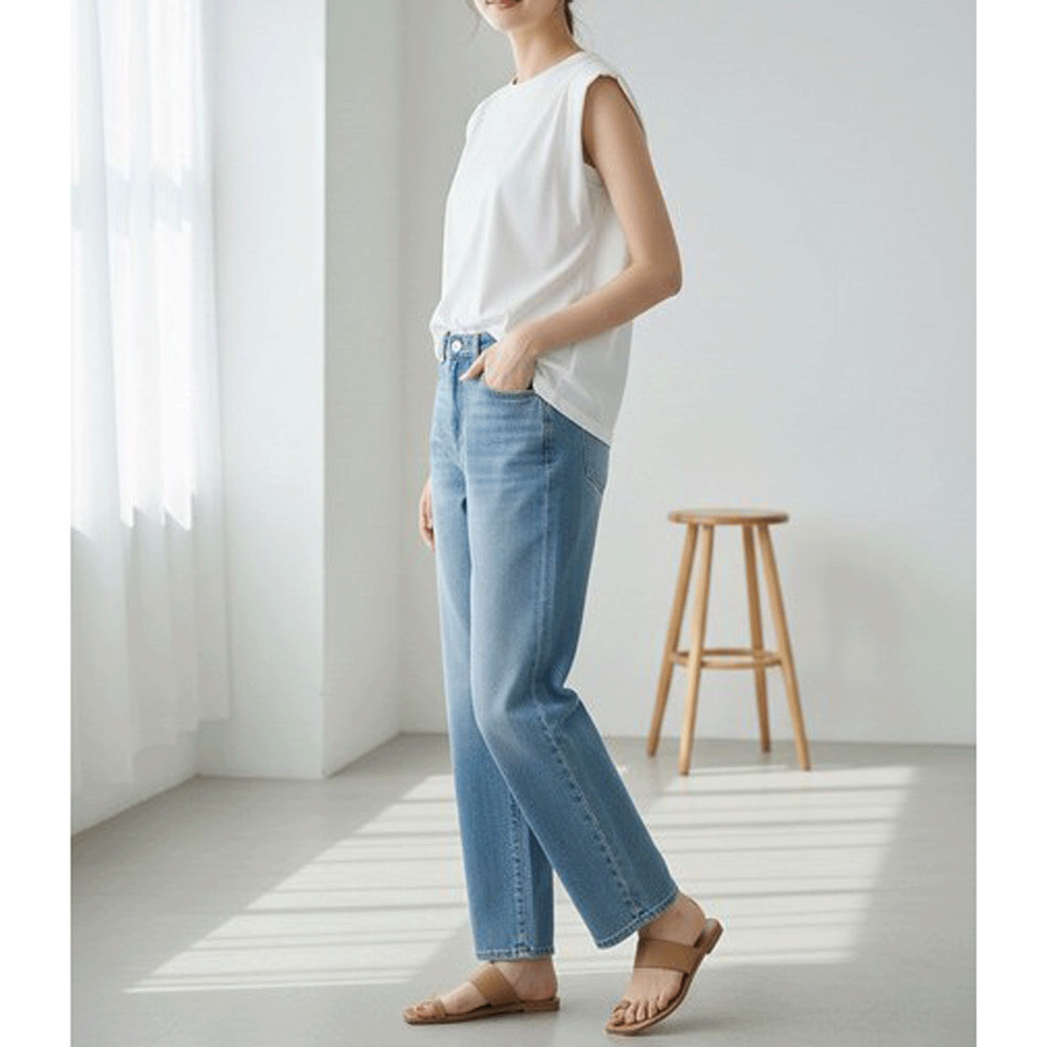 ダブルシルケットコットン100 ノースリーブTシャツ - 画像2