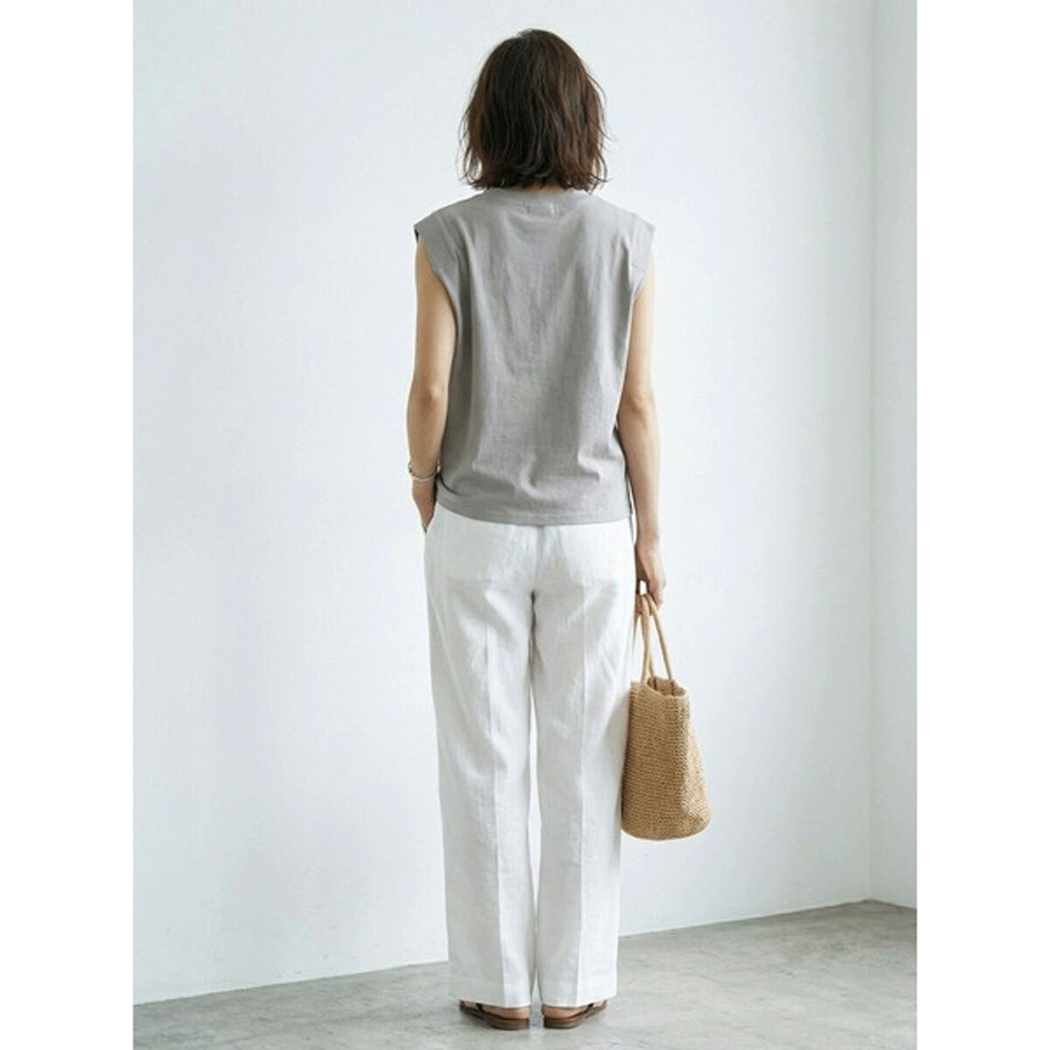 ダブルシルケットコットン100 ノースリーブTシャツ - 画像6