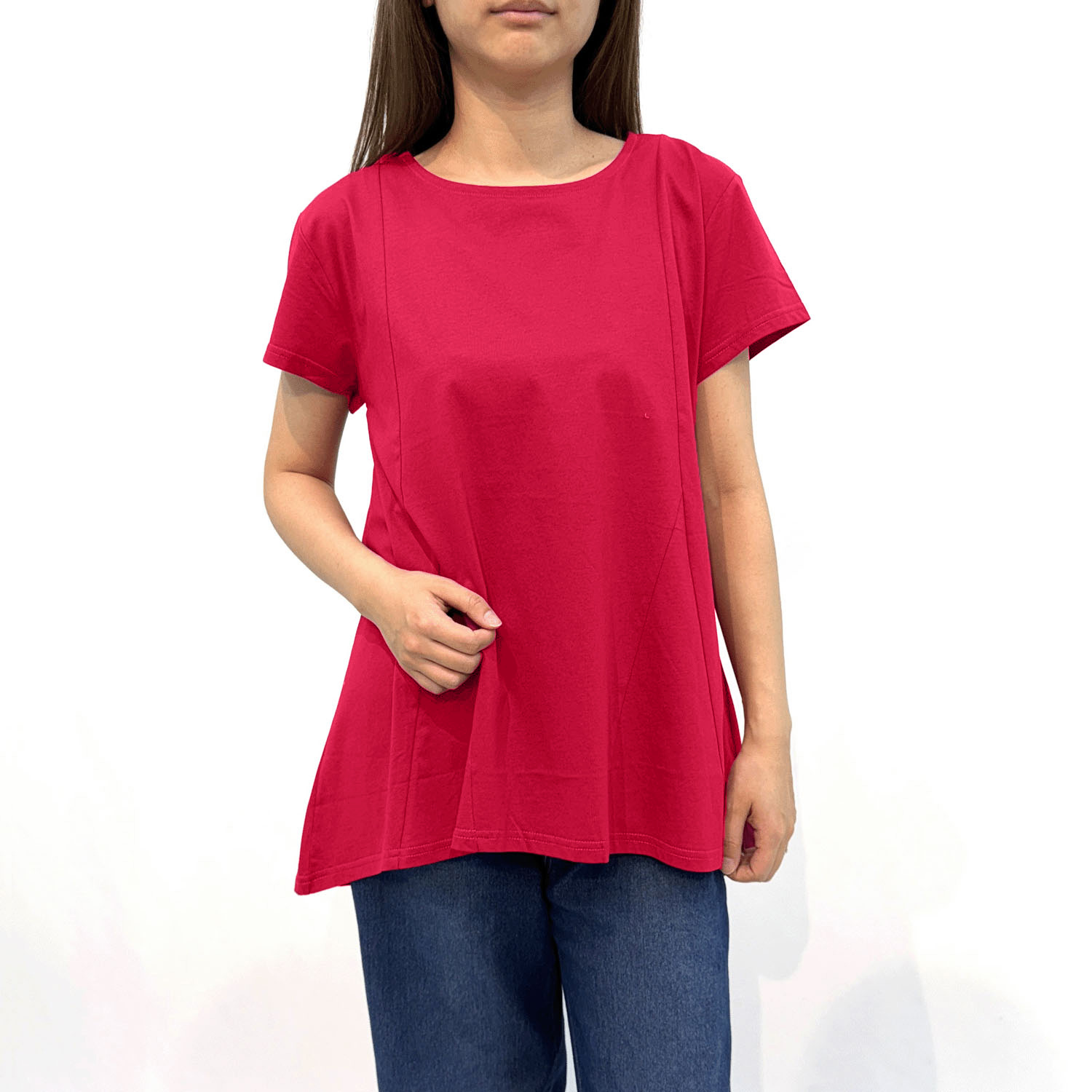 ダブルシルケットコットン100 切替チュニックTシャツ - 画像4