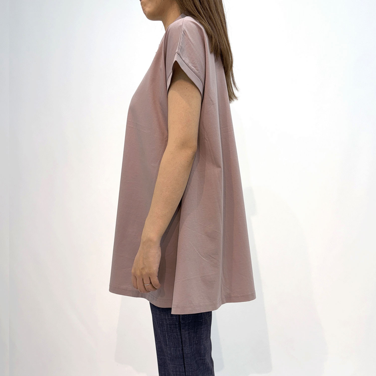 ダブルシルケットコットン100 ポロ衿チュニックTシャツ - 画像4