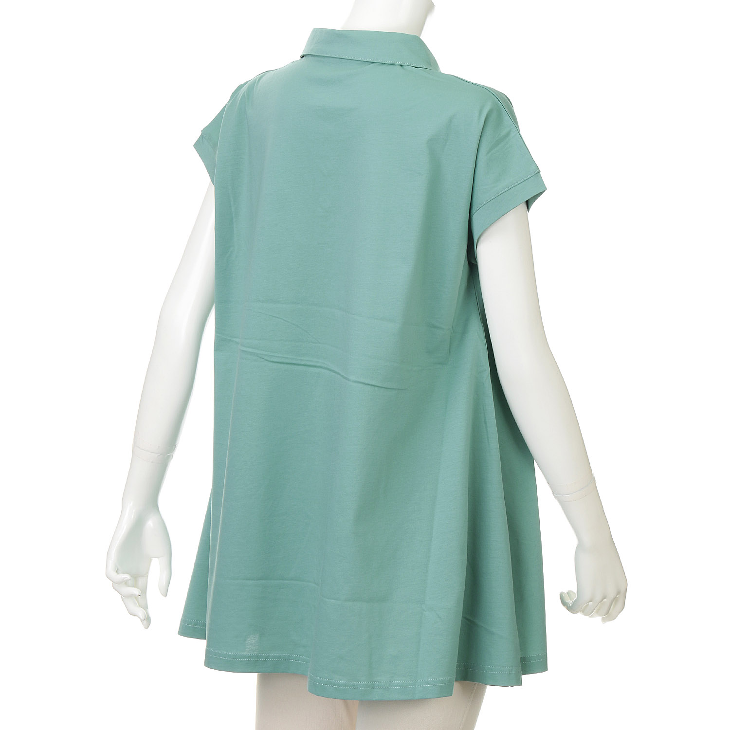 ダブルシルケットコットン100 ポロ衿チュニックTシャツ - 画像8