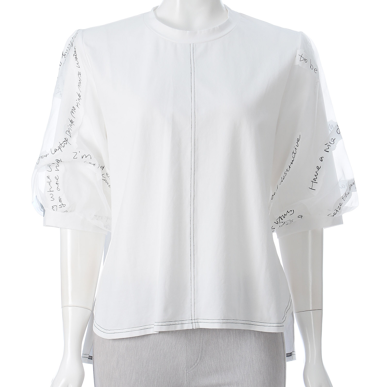 無地×英文字シアーチュニック - 画像6