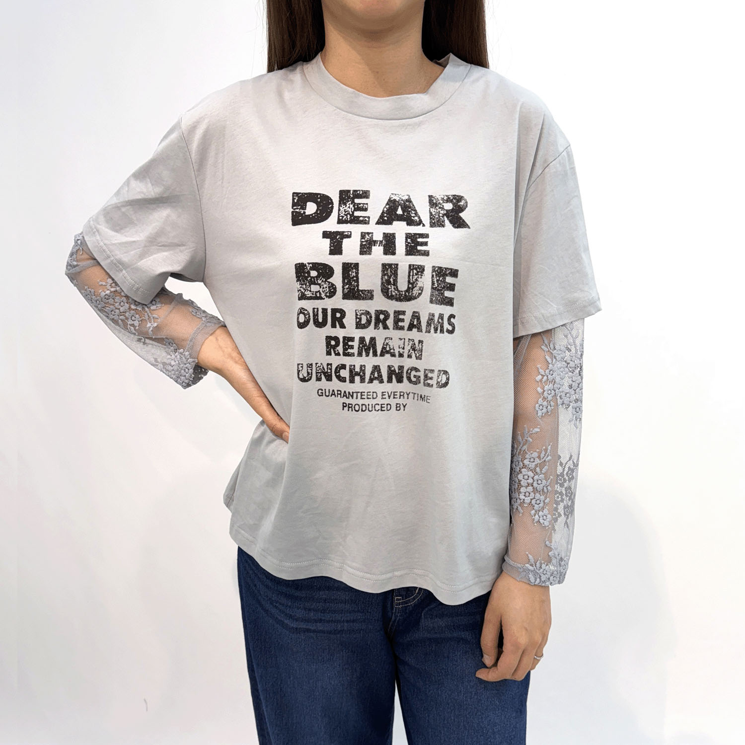 プリント袖レース使い - 画像1