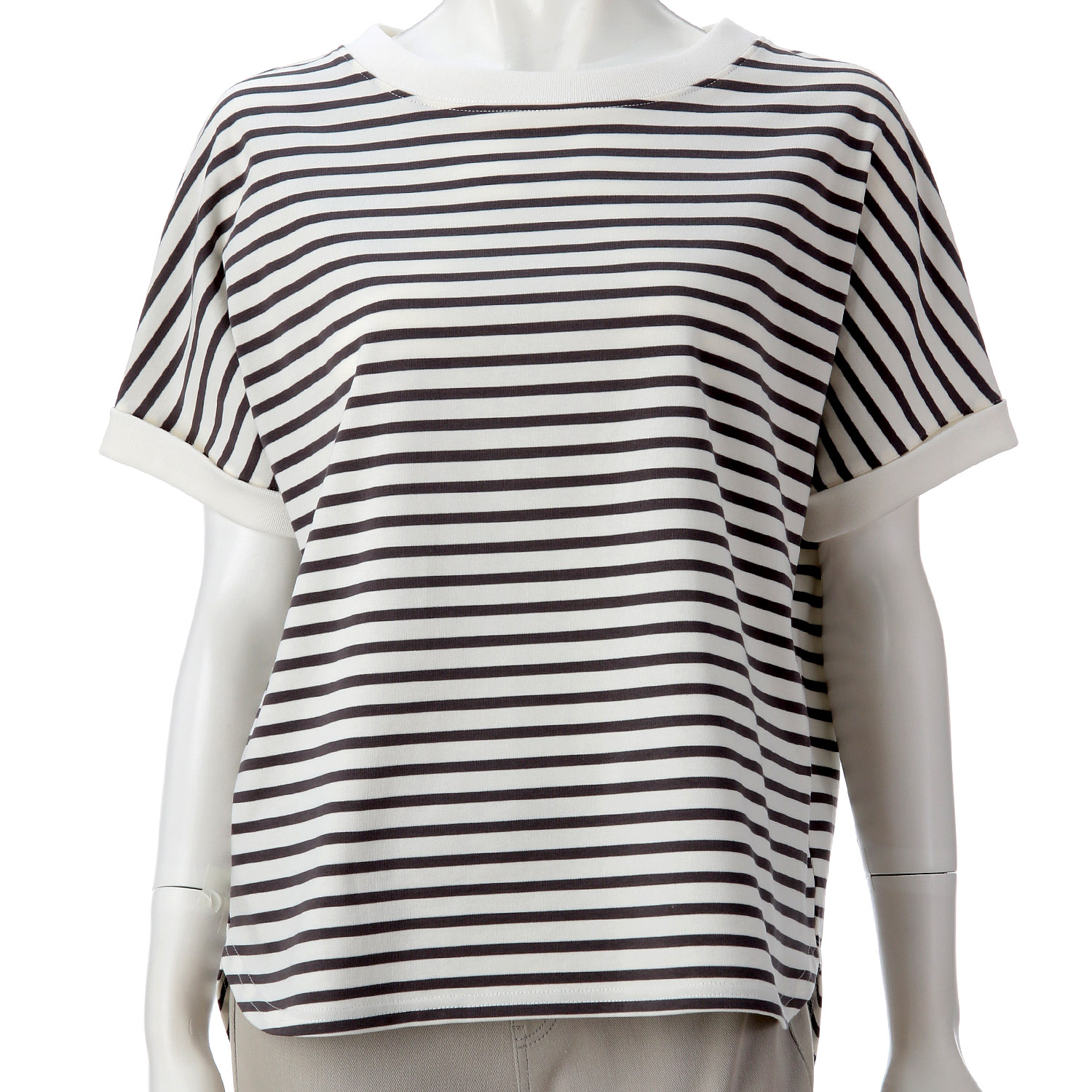 ボーダー袖ターンバックカットソー - 画像2