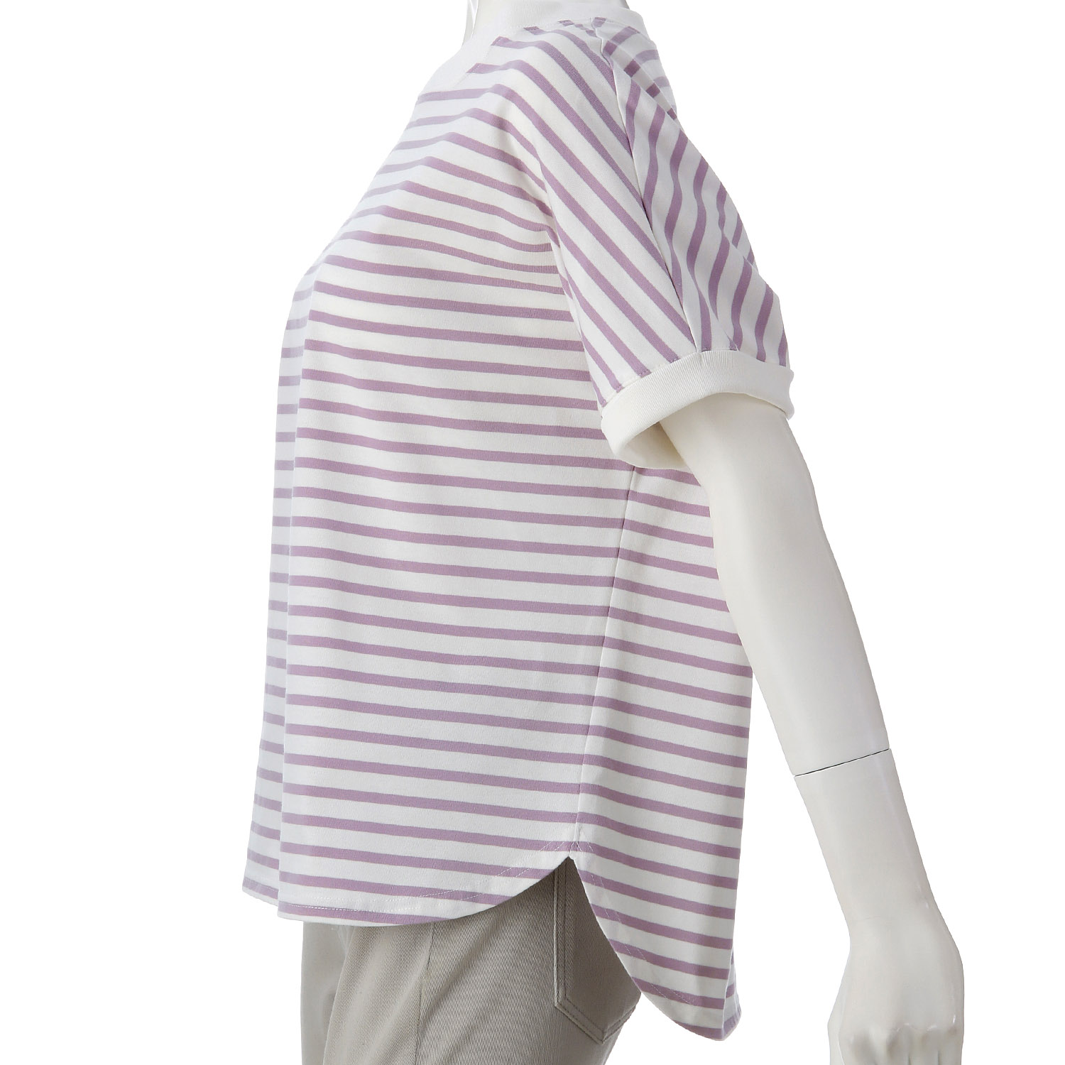 ボーダー袖ターンバックカットソー - 画像5