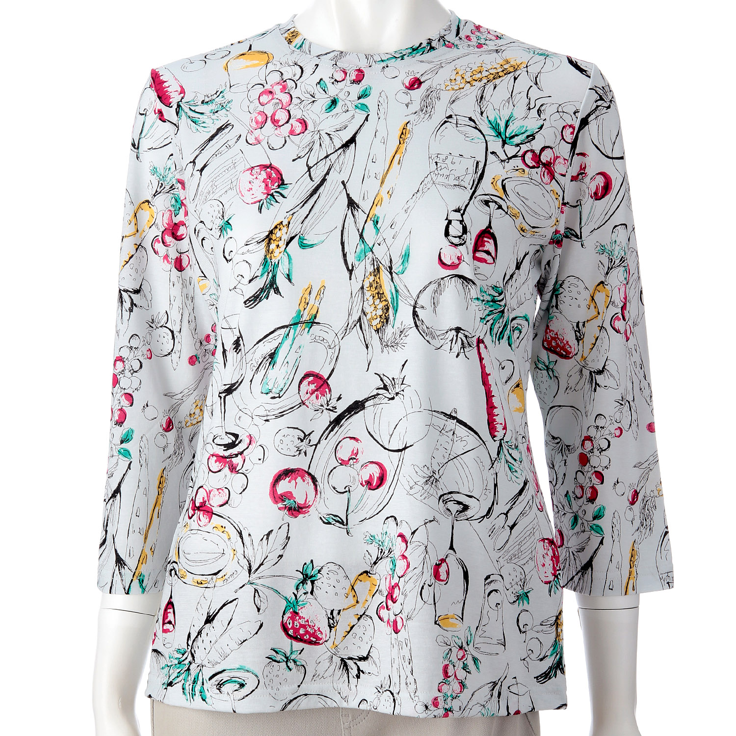 SZ天竺グラス柄7分袖プルオーバー - 画像1