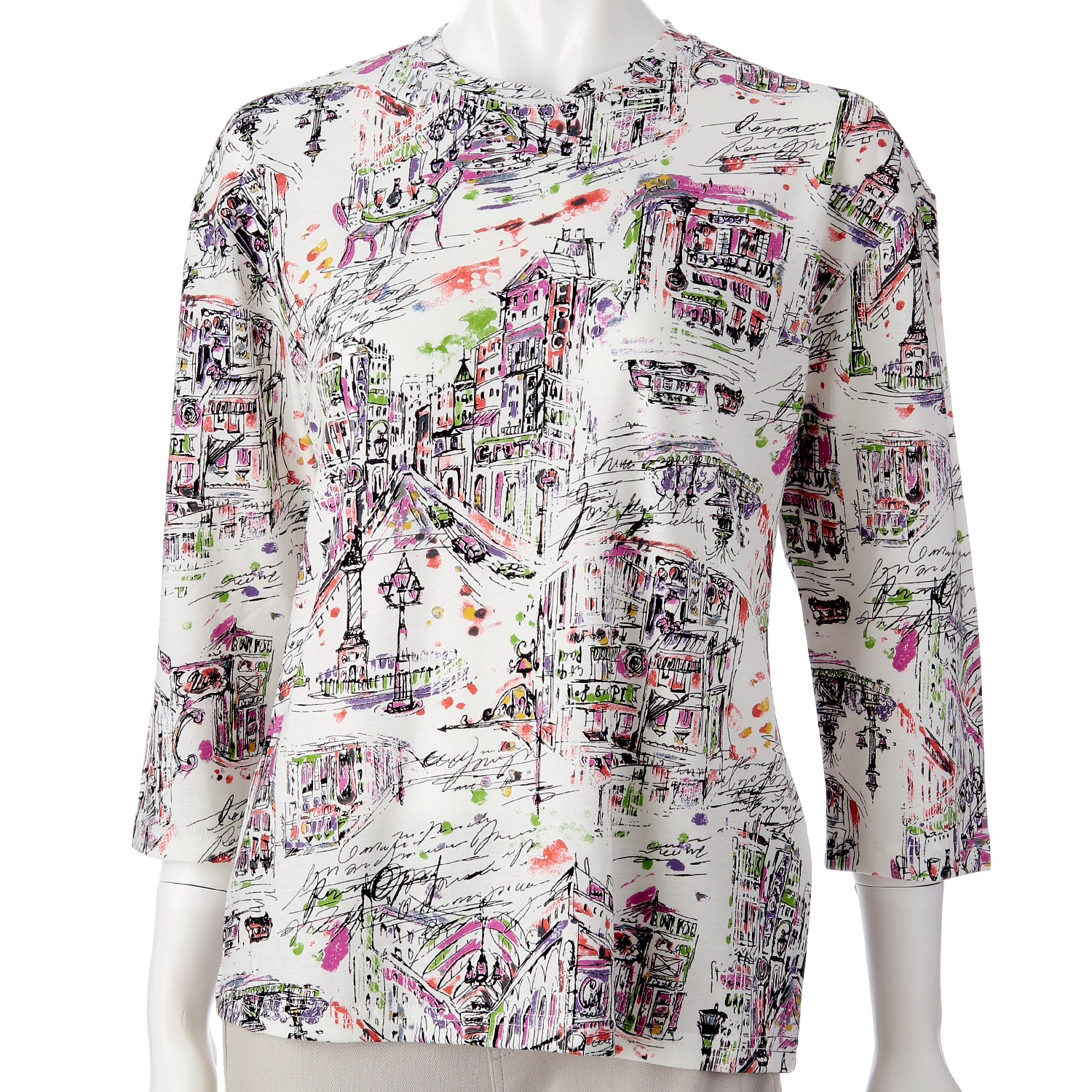 SZ天竺風景柄7分袖プルオーバー