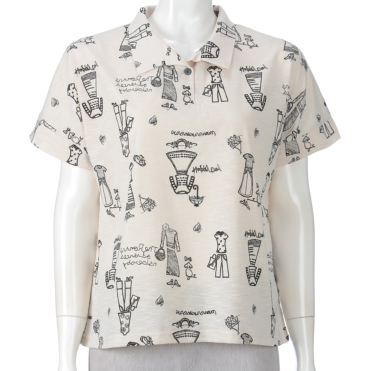 プリント襟付きカットソー - 画像3