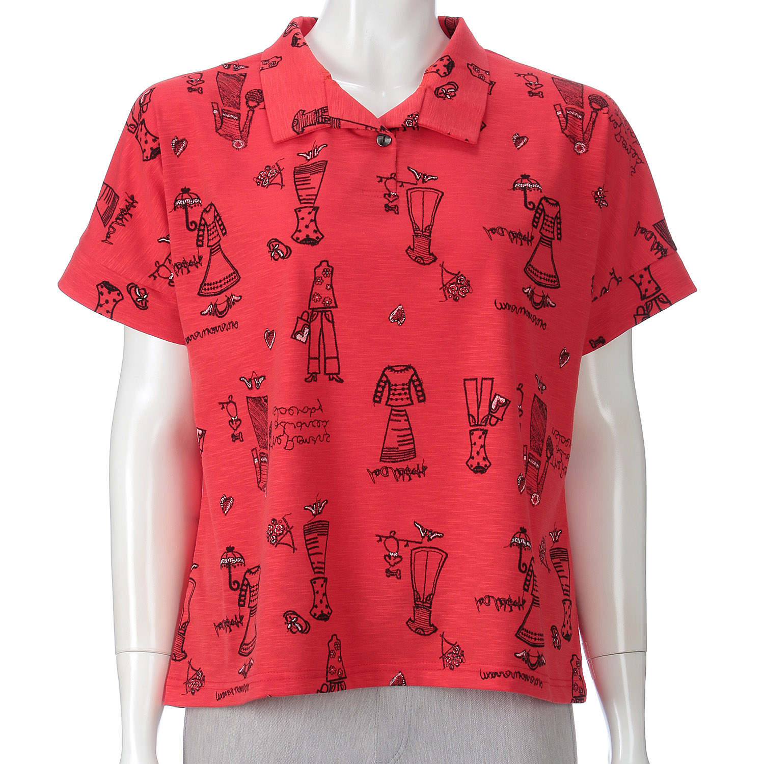 プリント襟付きカットソー