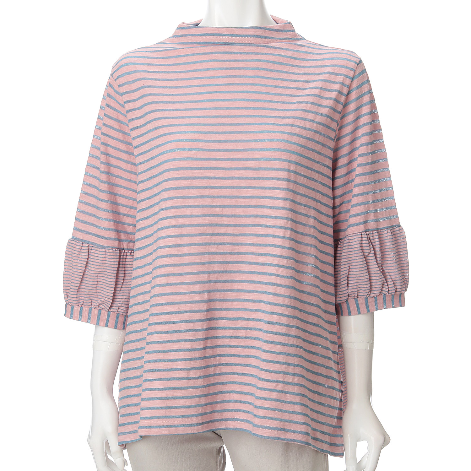 ボーダー五分袖Tシャツ - 画像1