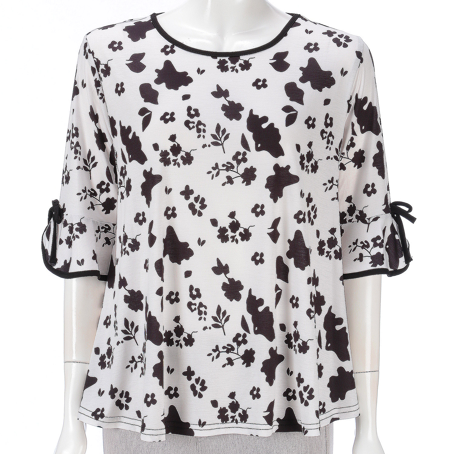 袖リボンプリントチュニック - 画像1