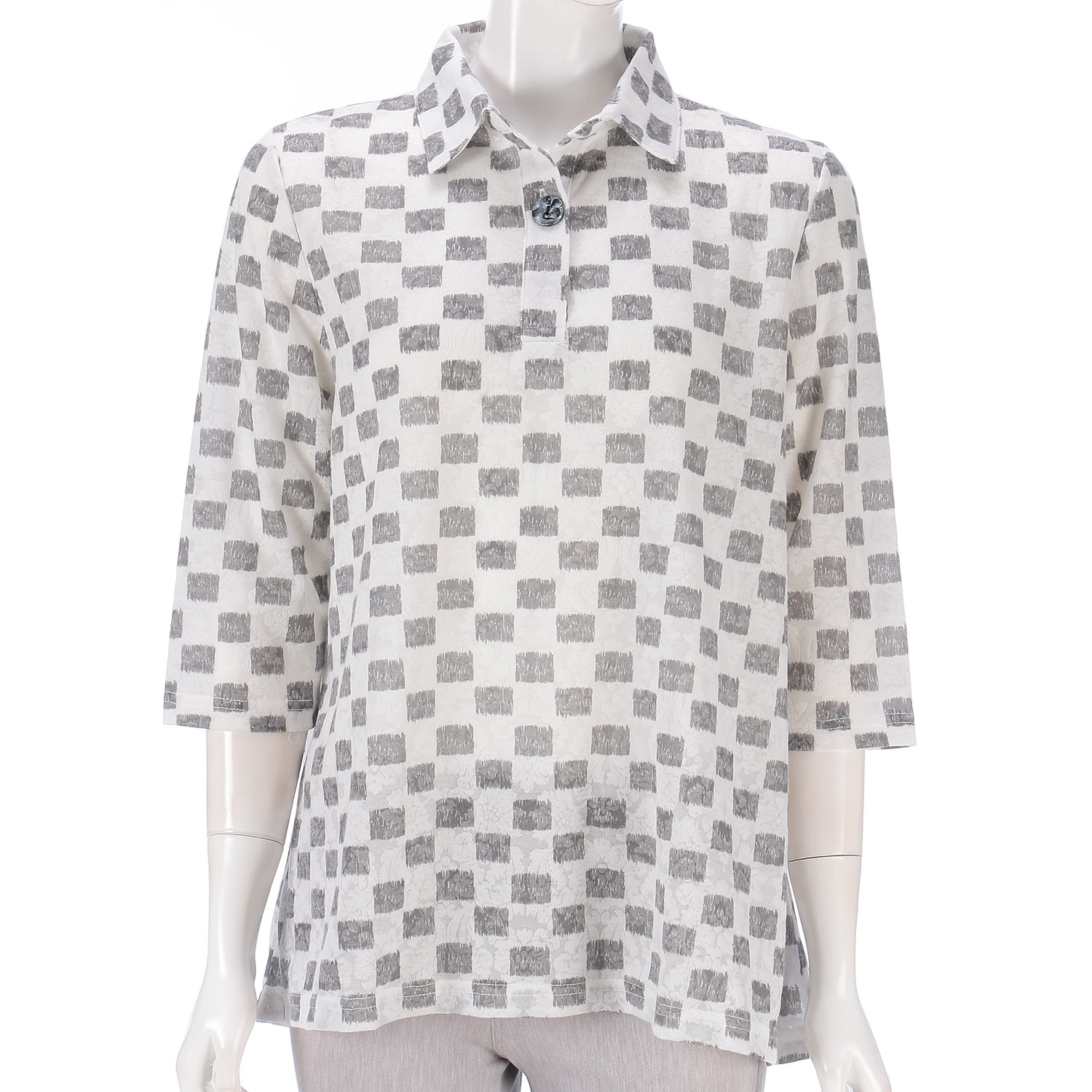 プリント襟付きチュニック