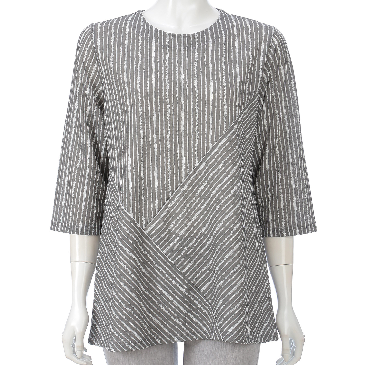 ストライプ切替チュニック - 画像1