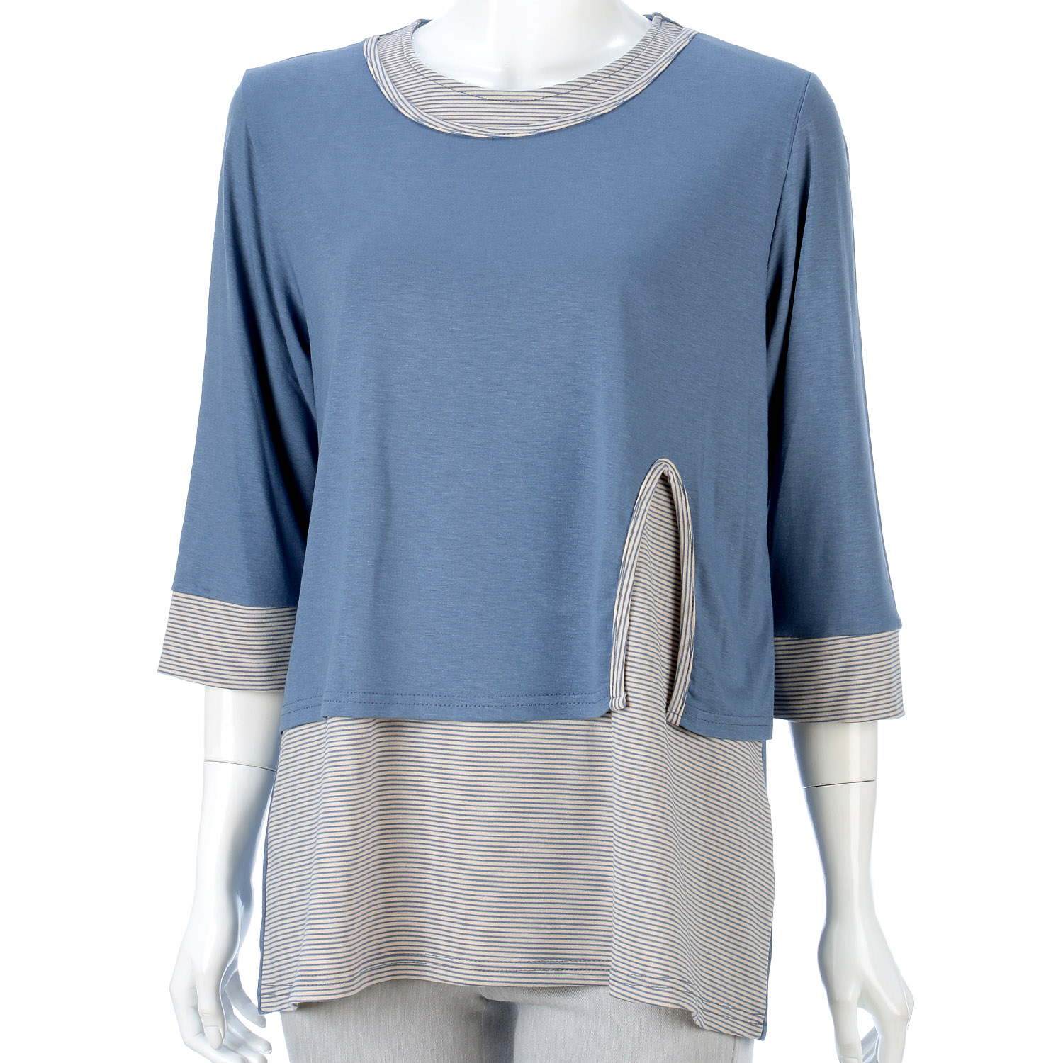 重ね着風ボーダー使いチュニック - 画像3