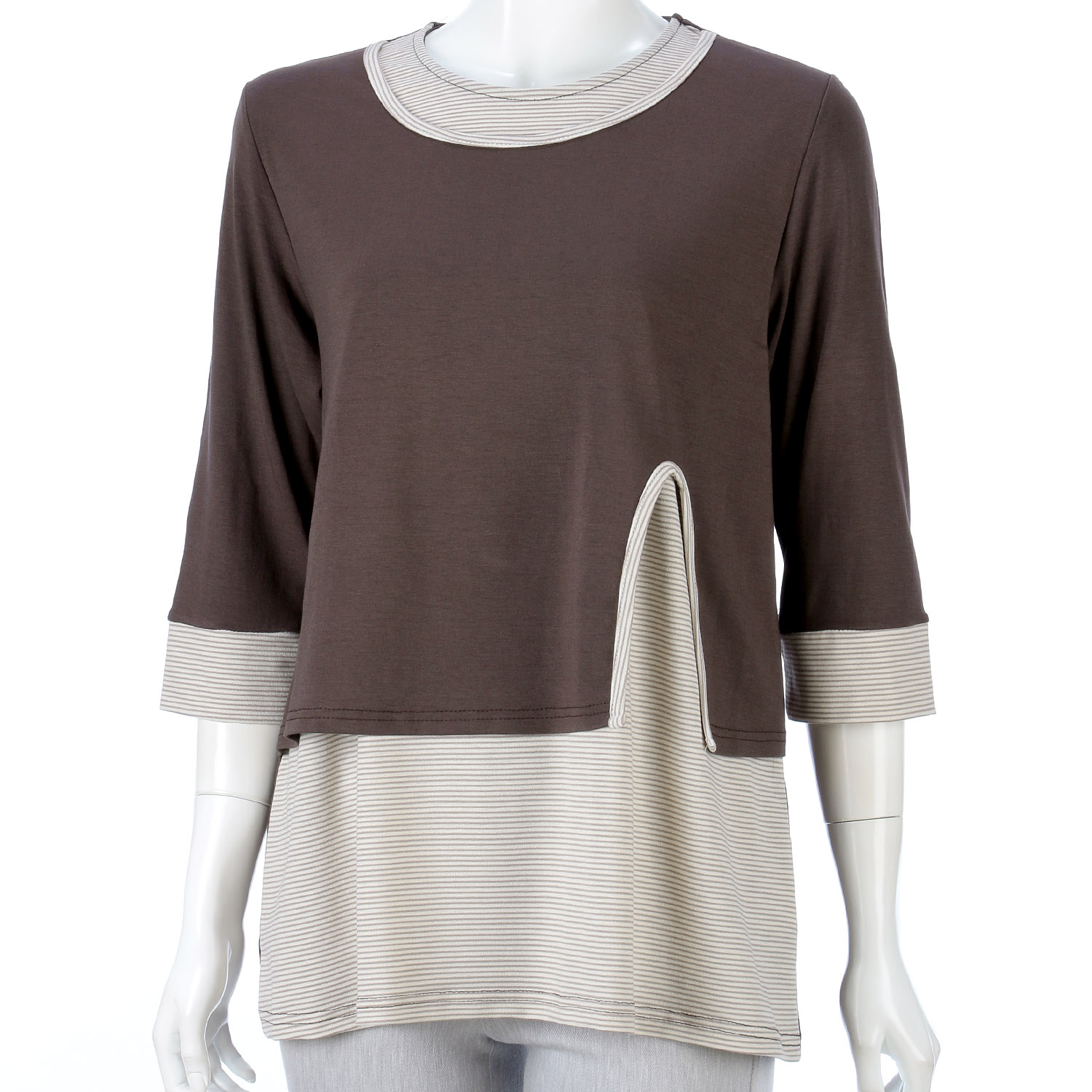 重ね着風ボーダー使いチュニック - 画像1