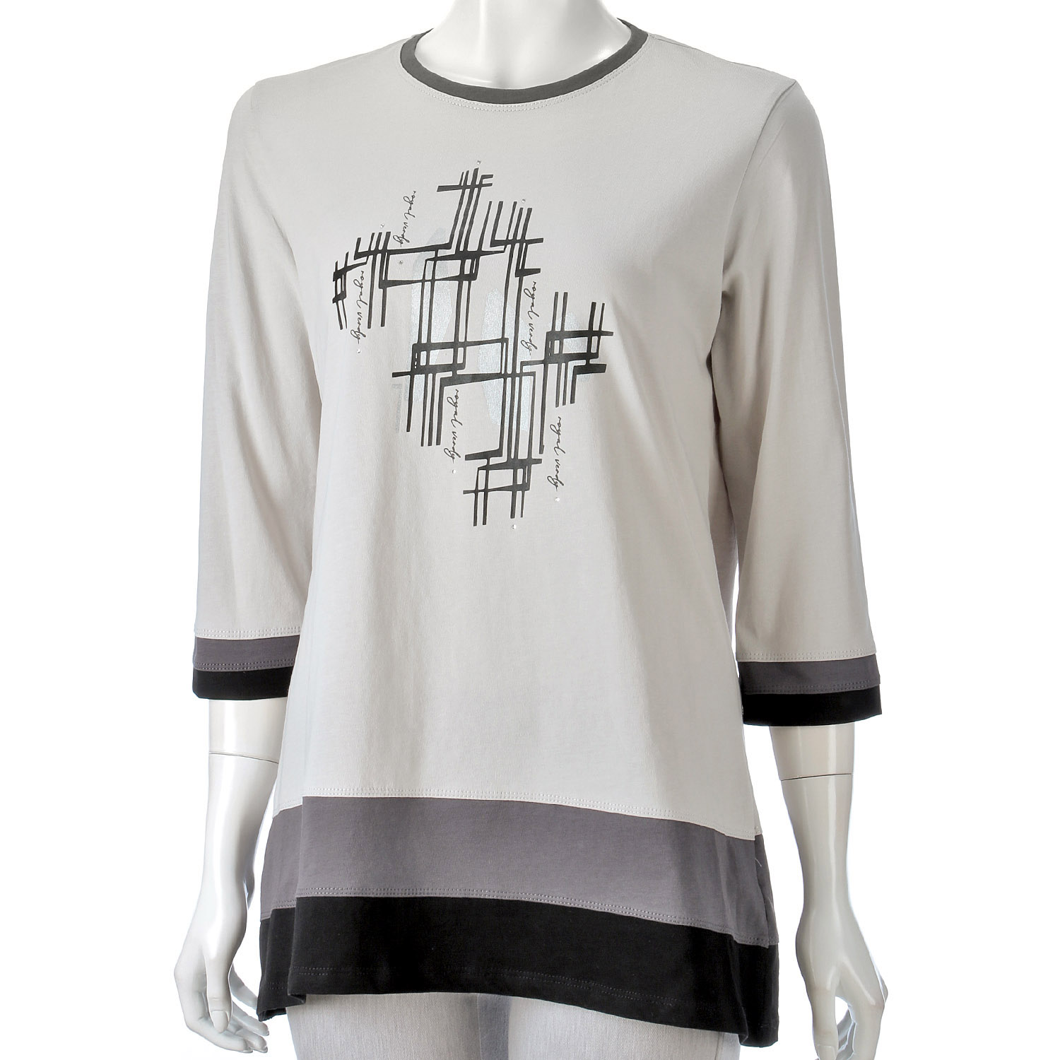 前身プリント裾配色チュニック - 画像1