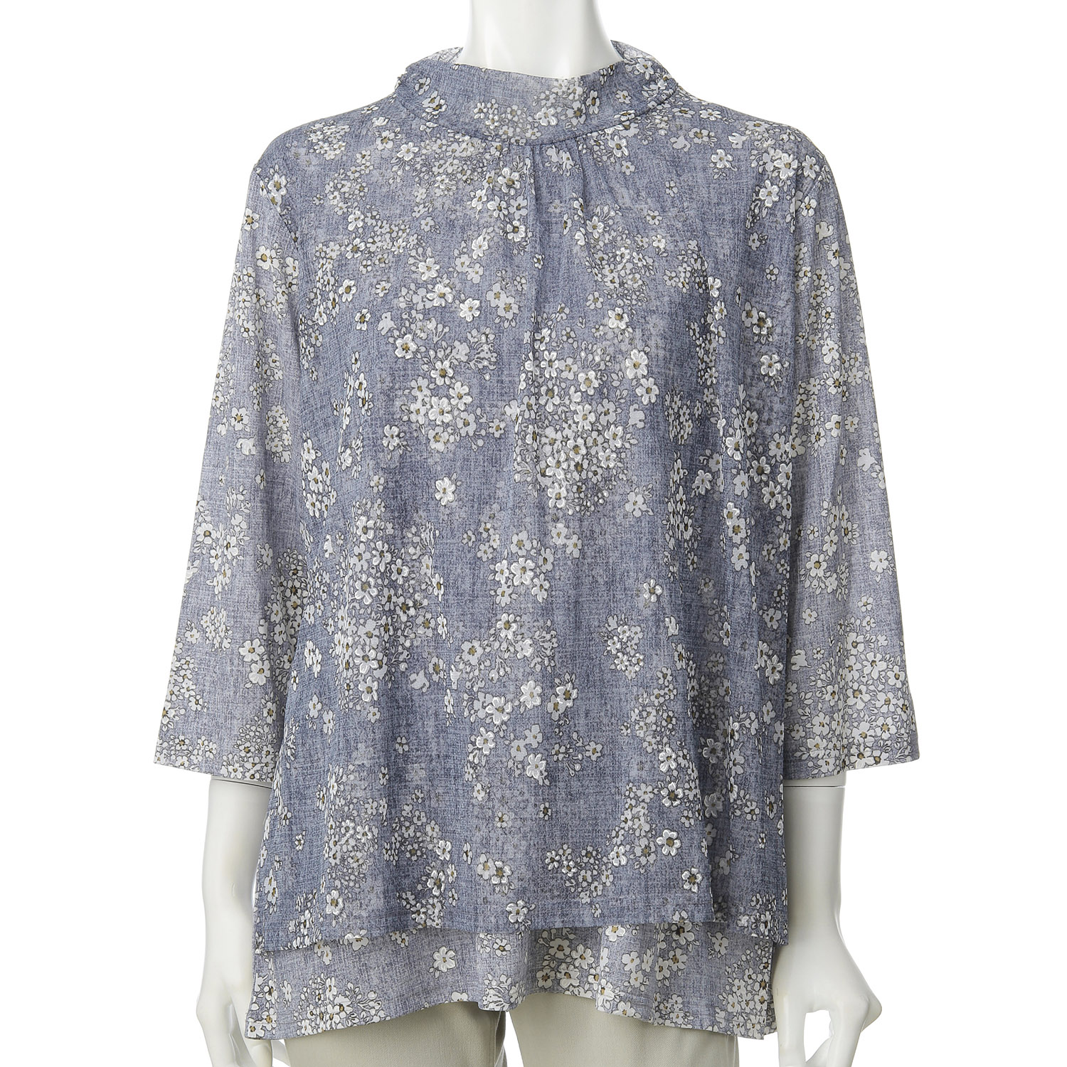 LLサイズ 花柄プリントチュニック - 画像1
