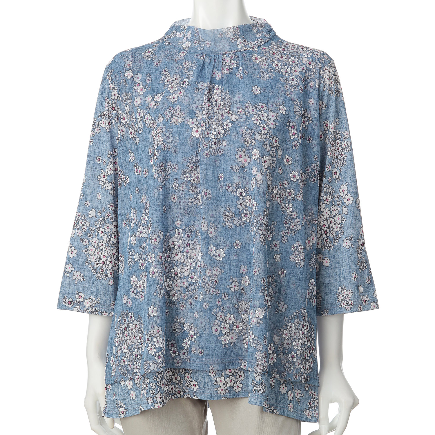 LLサイズ 花柄プリントチュニック - 画像1