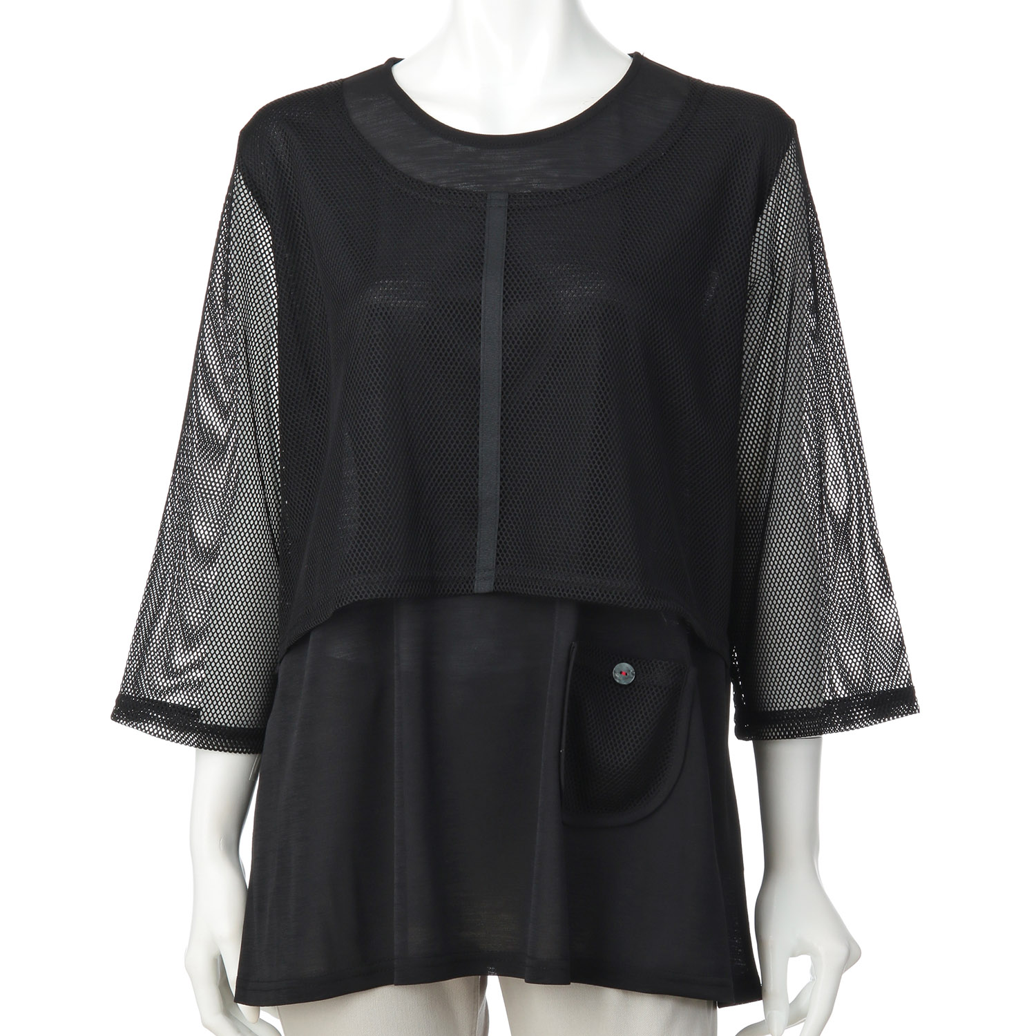 LLサイズ 重ね着風メッシュ使いチュニック - 画像2