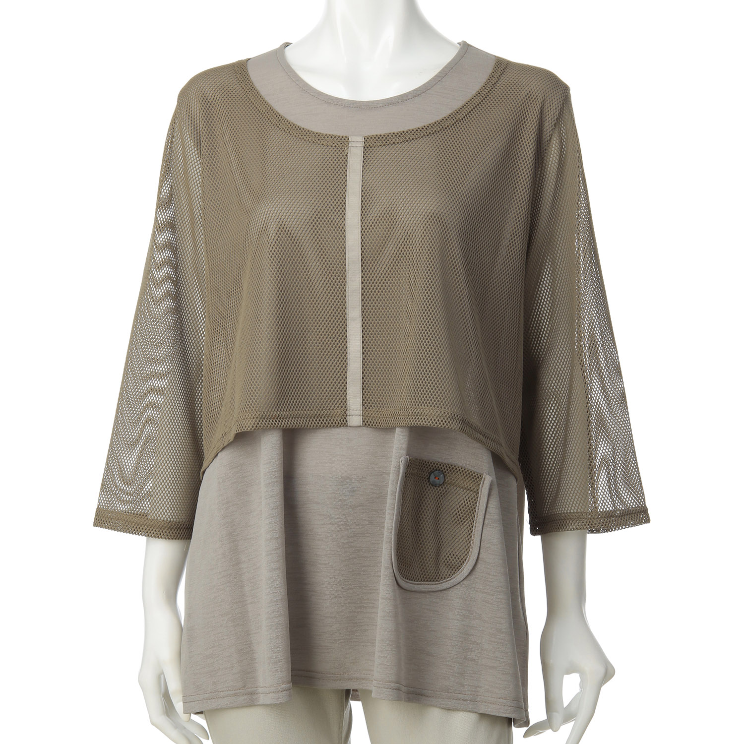 LLサイズ 重ね着風メッシュ使いチュニック - 画像6