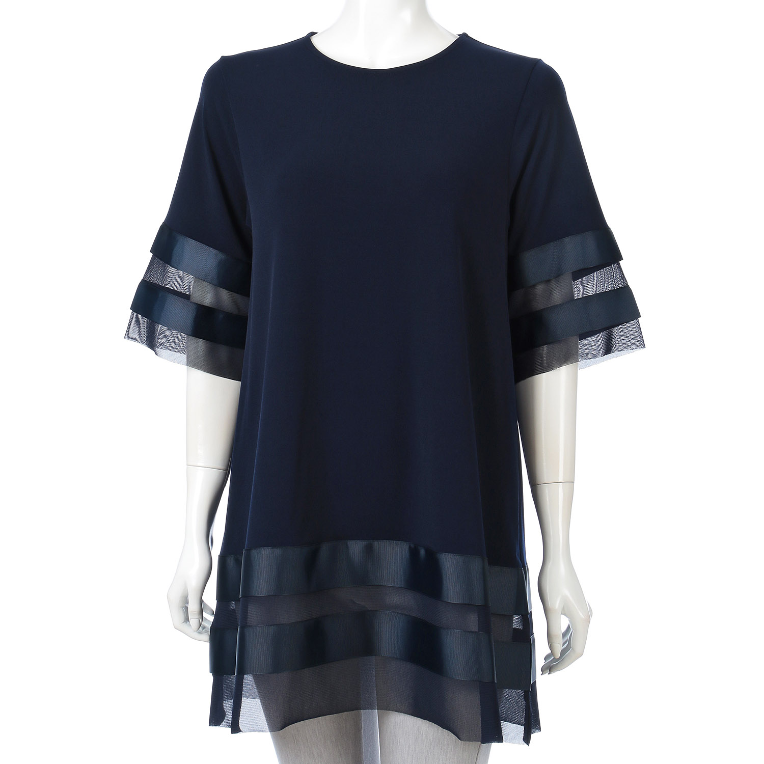 無地×メッシュ切替チュニック - 画像5