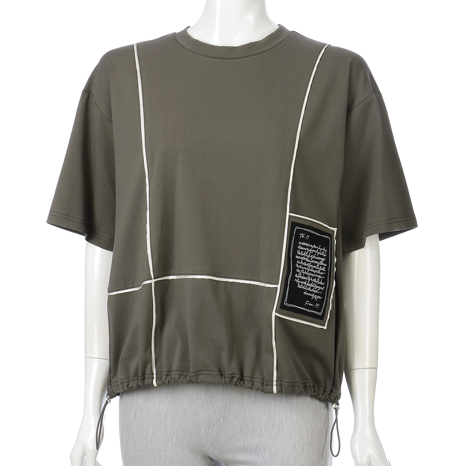 ワッペン付き配色チュニック - 画像2