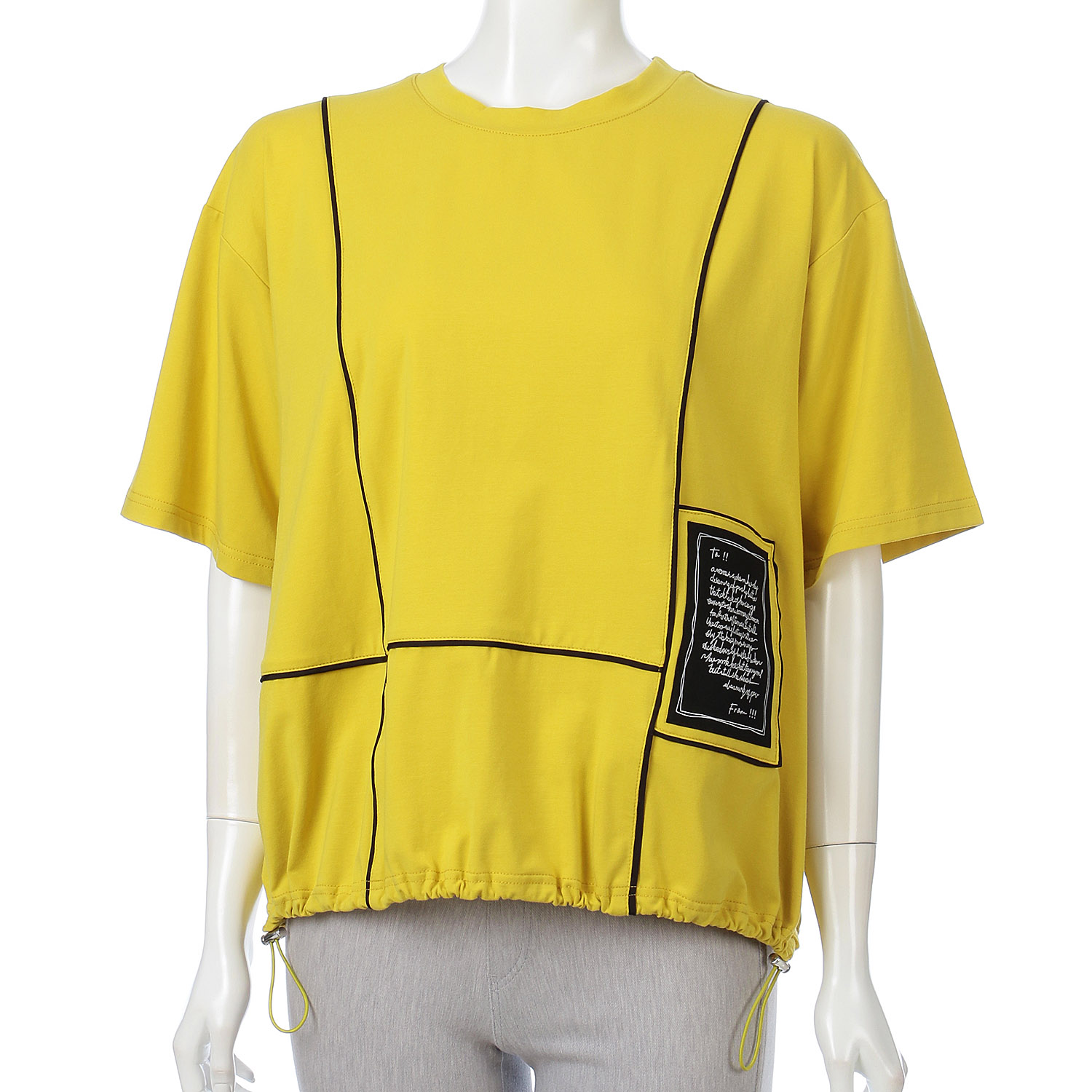 ワッペン付き配色チュニック - 画像1