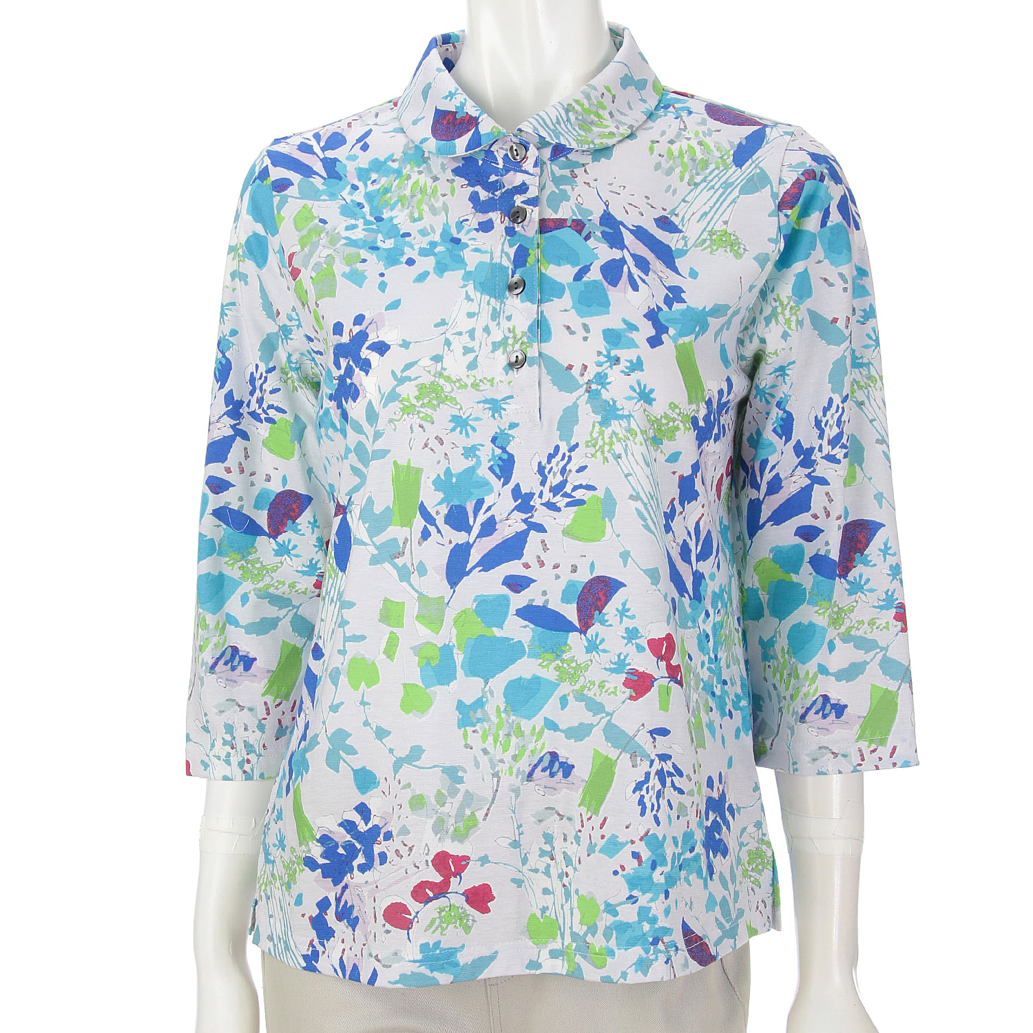 カラフルプリント総柄台付きポロシャツ - 画像6