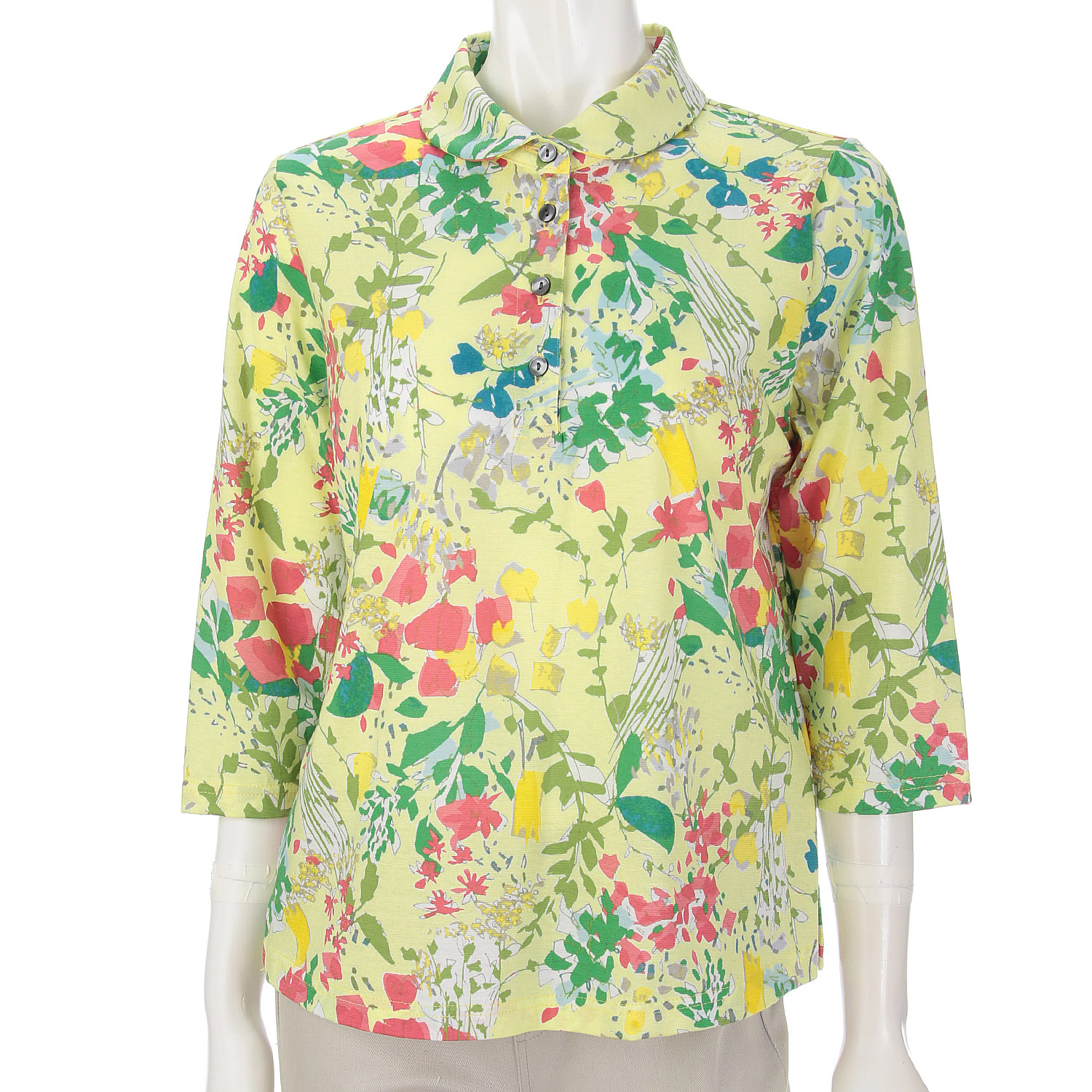 カラフルプリント総柄台付きポロシャツ - 画像1