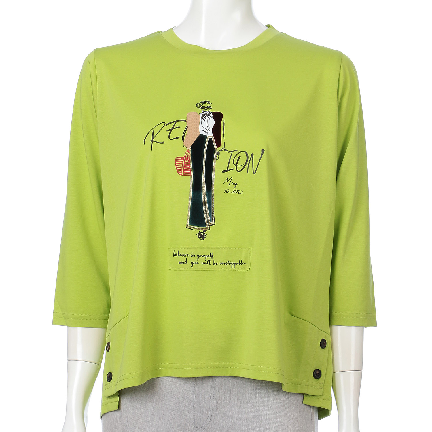 綿モダールサイドボタンフロッキープルオーバー - 画像8