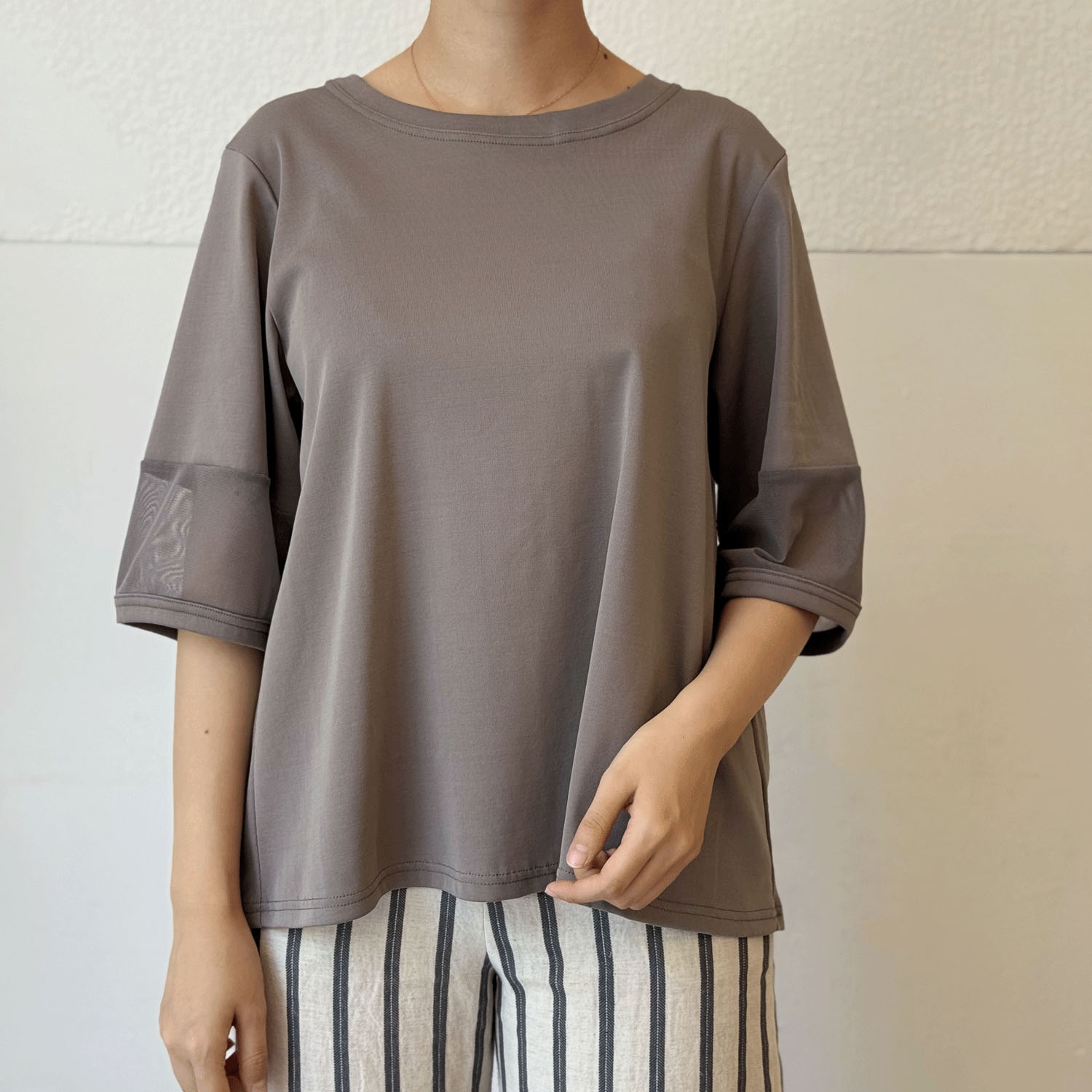 アトリエ雅 異素材配色カットソープルオーバー - 画像2