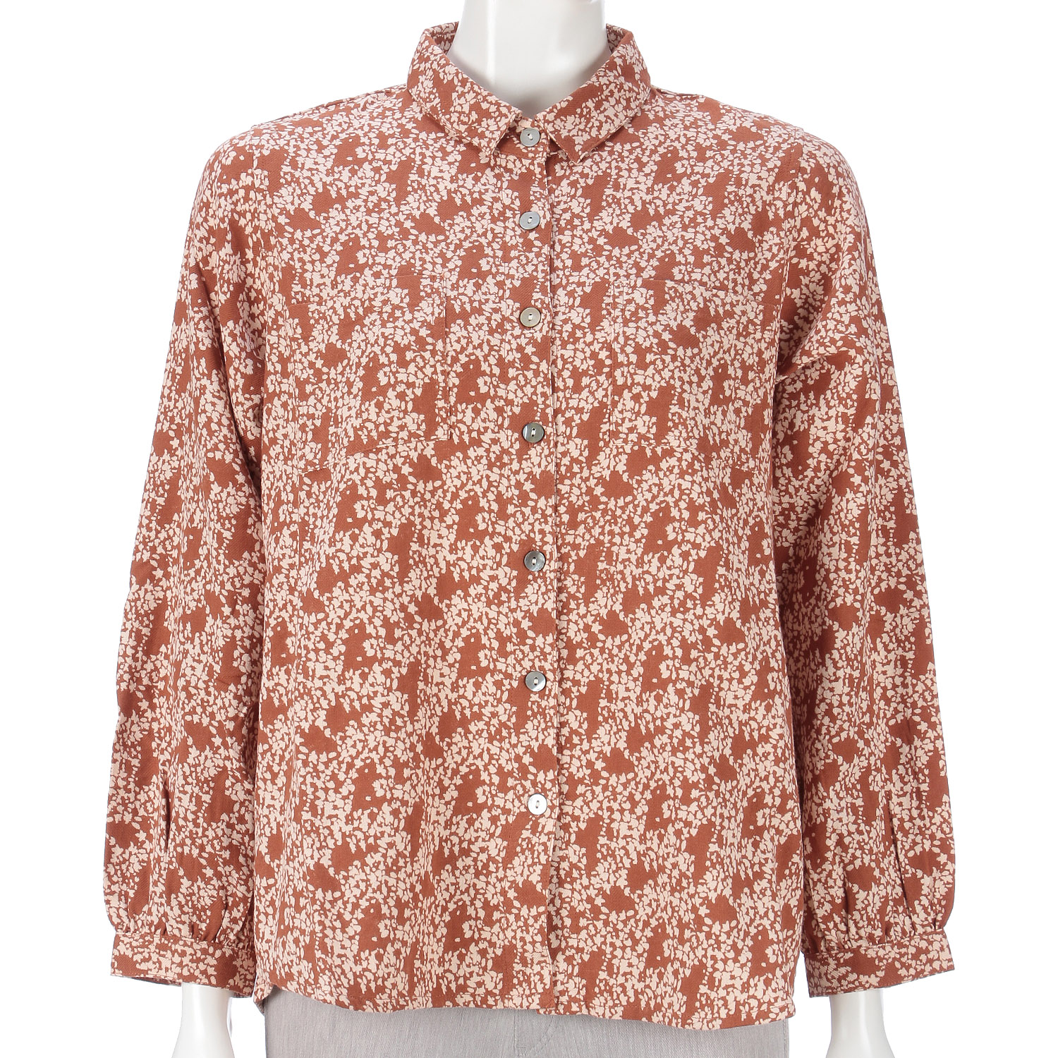 インディゴ こもれびプリントブラウス