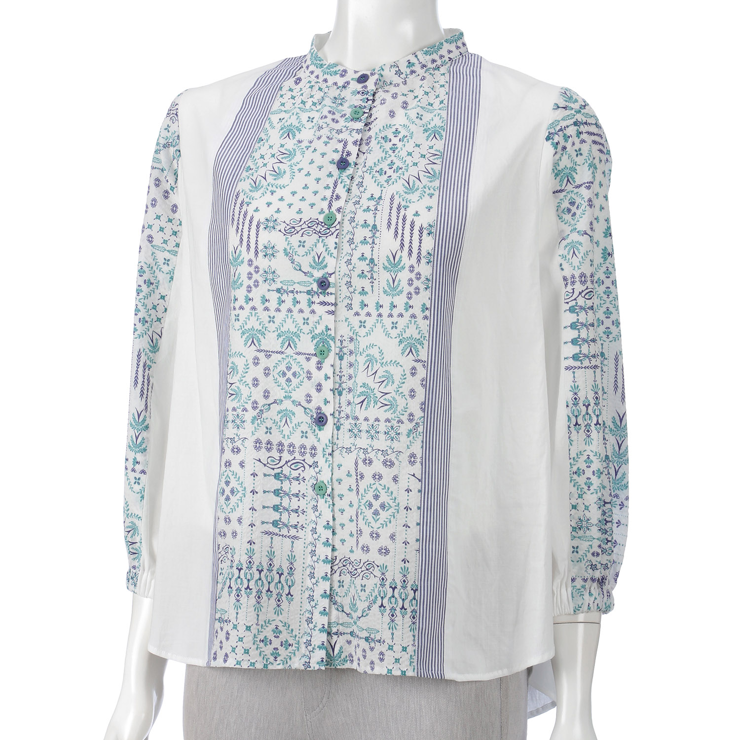 アトリエ雅 プリント無地配色ブラウス - 画像2