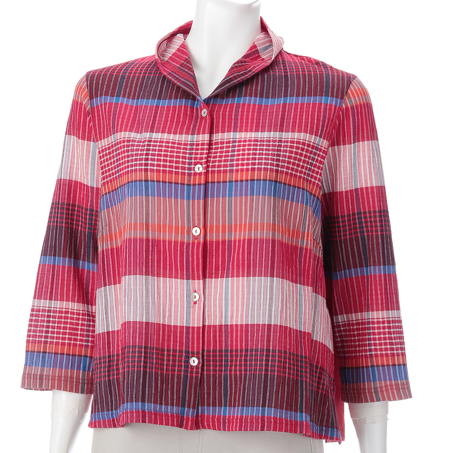 アトリエ雅 チェック無地配色カーディガン - 画像1