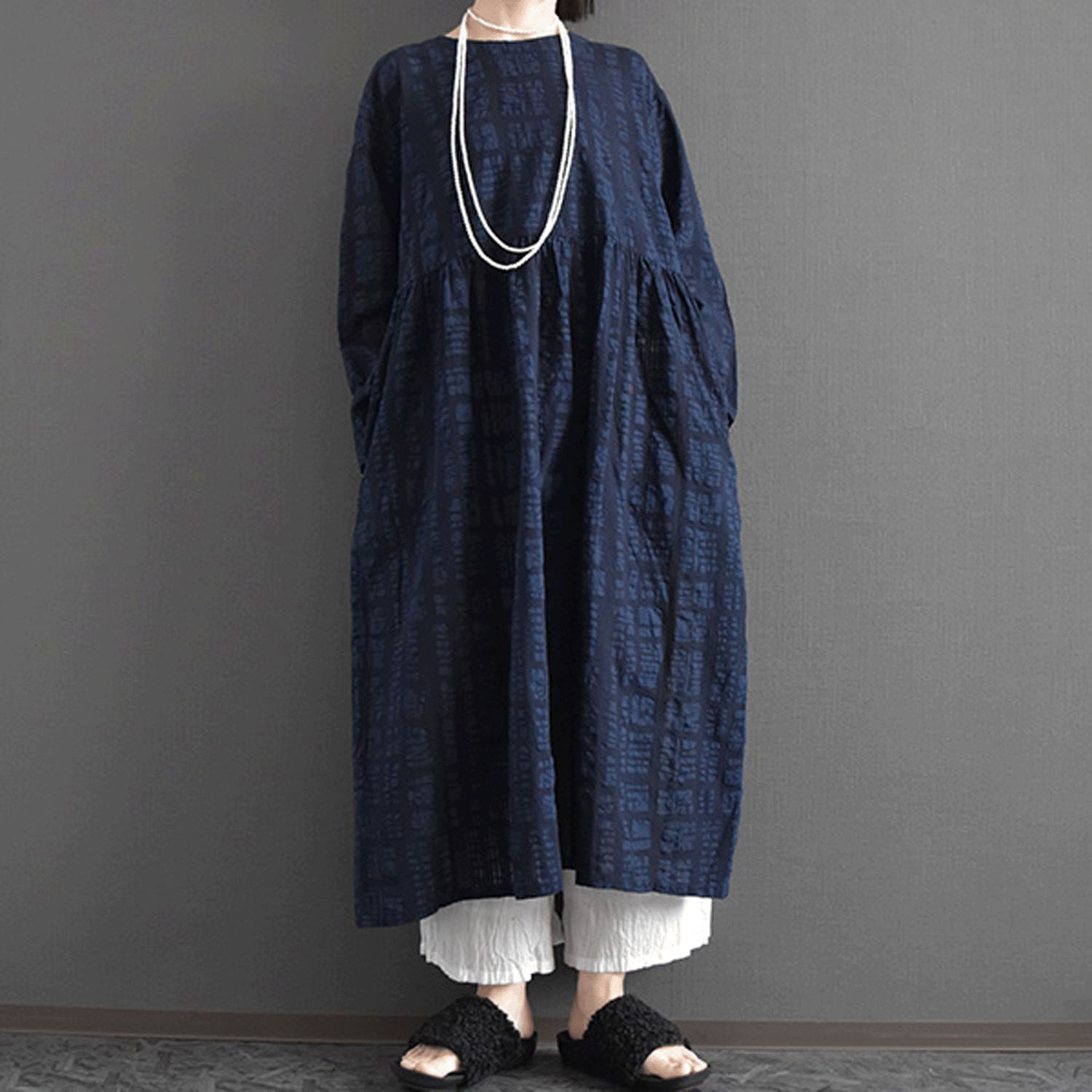 ケトレード ブロックエンボスギャザーワンピース - 画像6