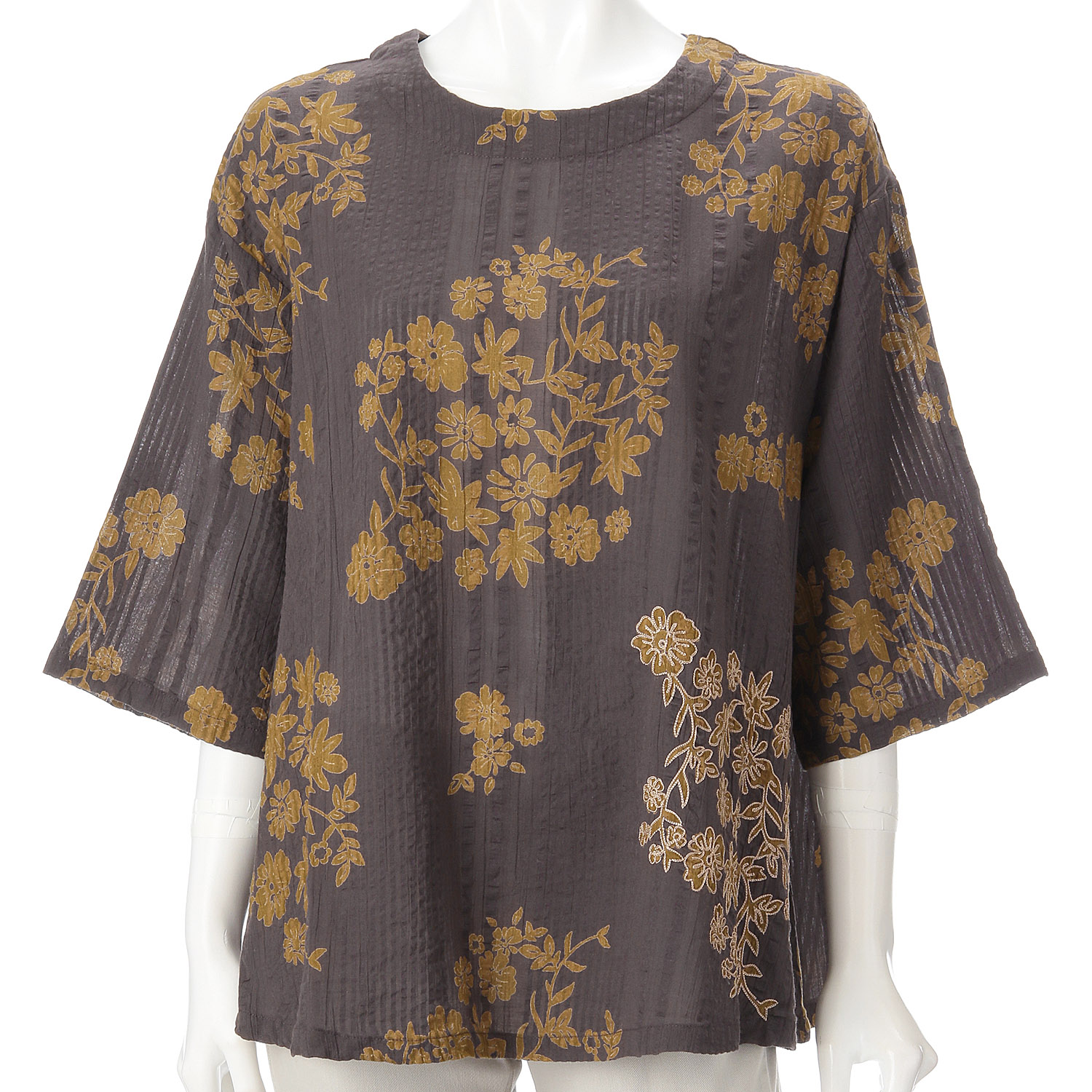 ケトレード シアサッカー花柄ブラウス - 画像2