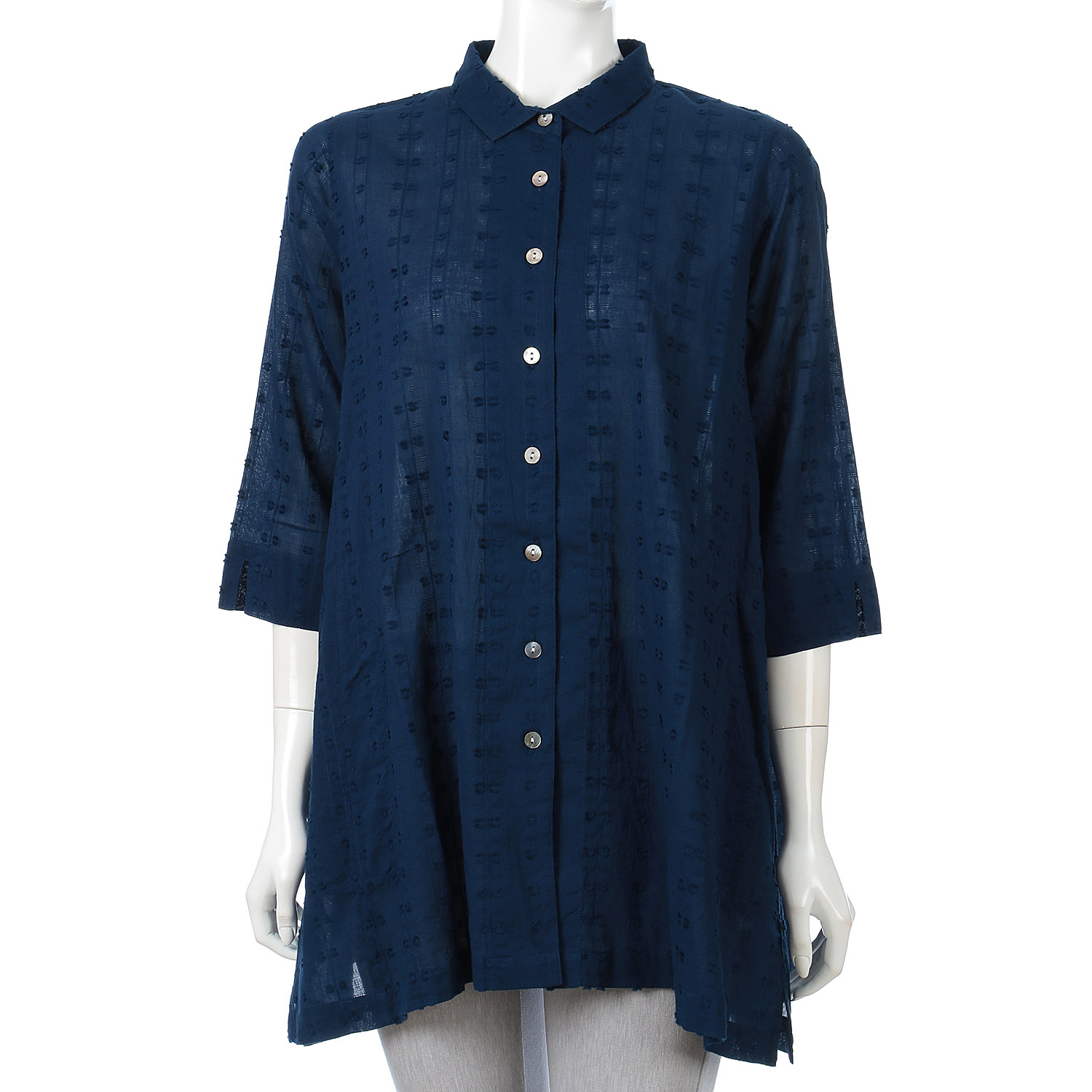 インディゴ ドビー織チュニックブラウス - 画像11