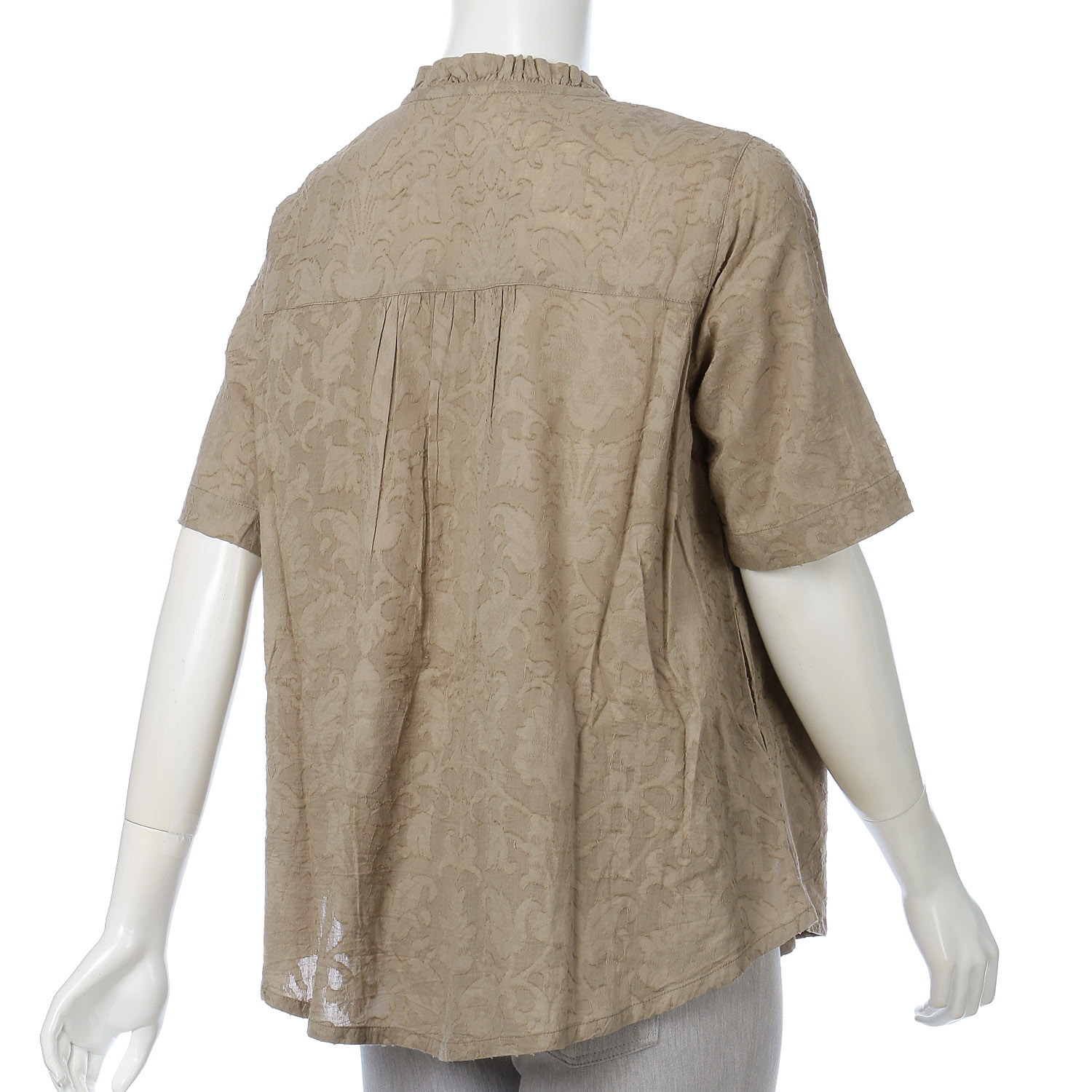 透かしジャガード襟フリルブラウス - 画像4