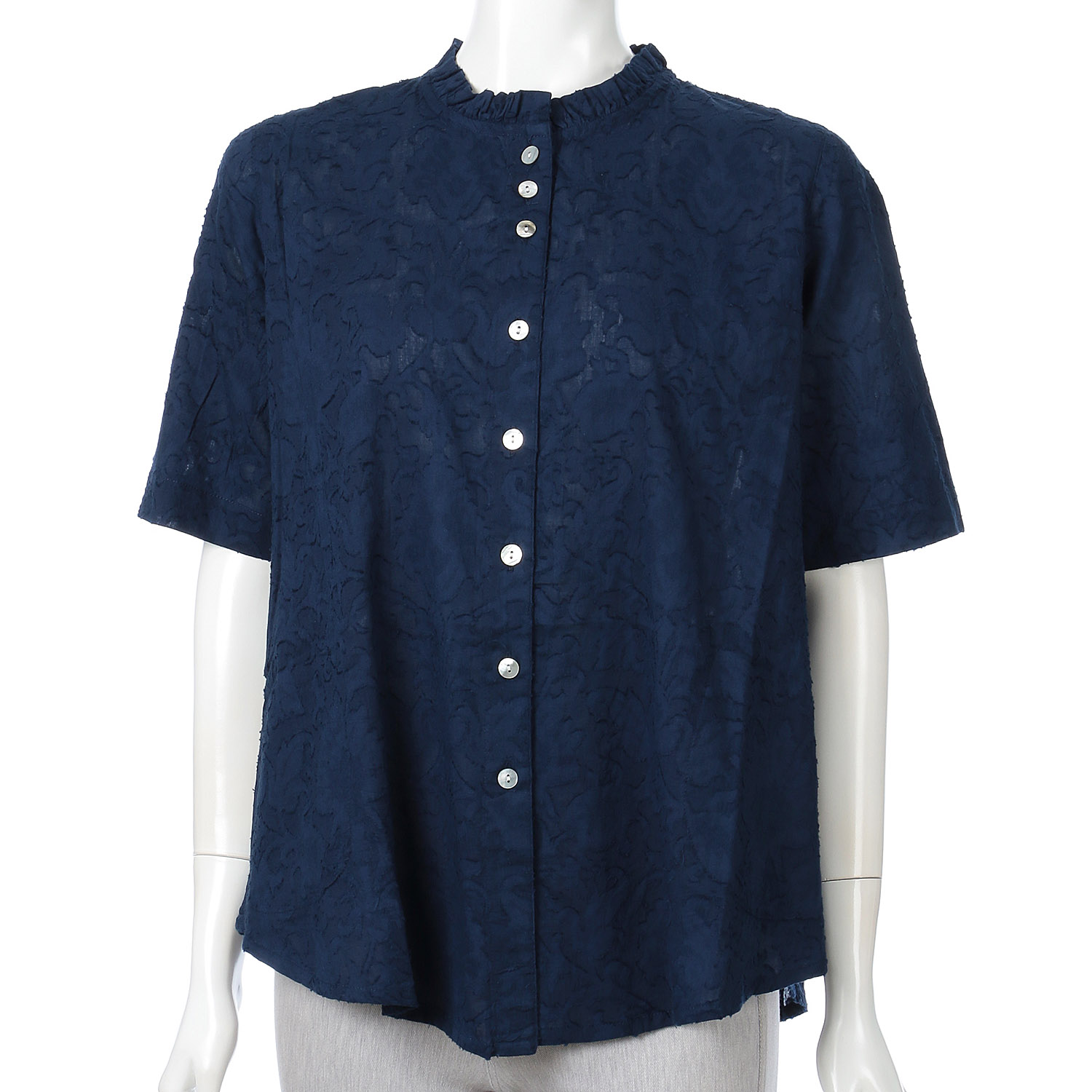 透かしジャガード襟フリルブラウス - 画像6