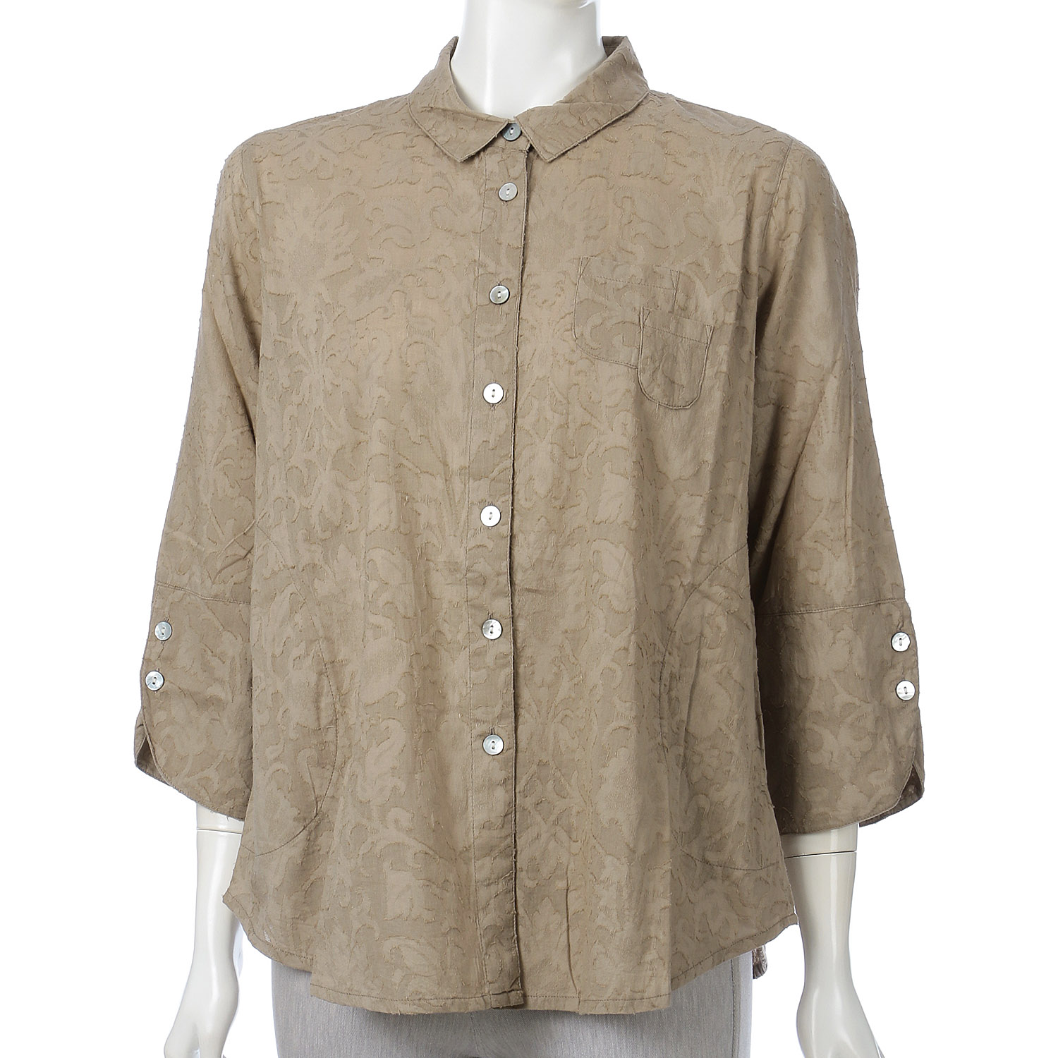 インディゴ 透かしジャガードデザインブラウス - 画像5