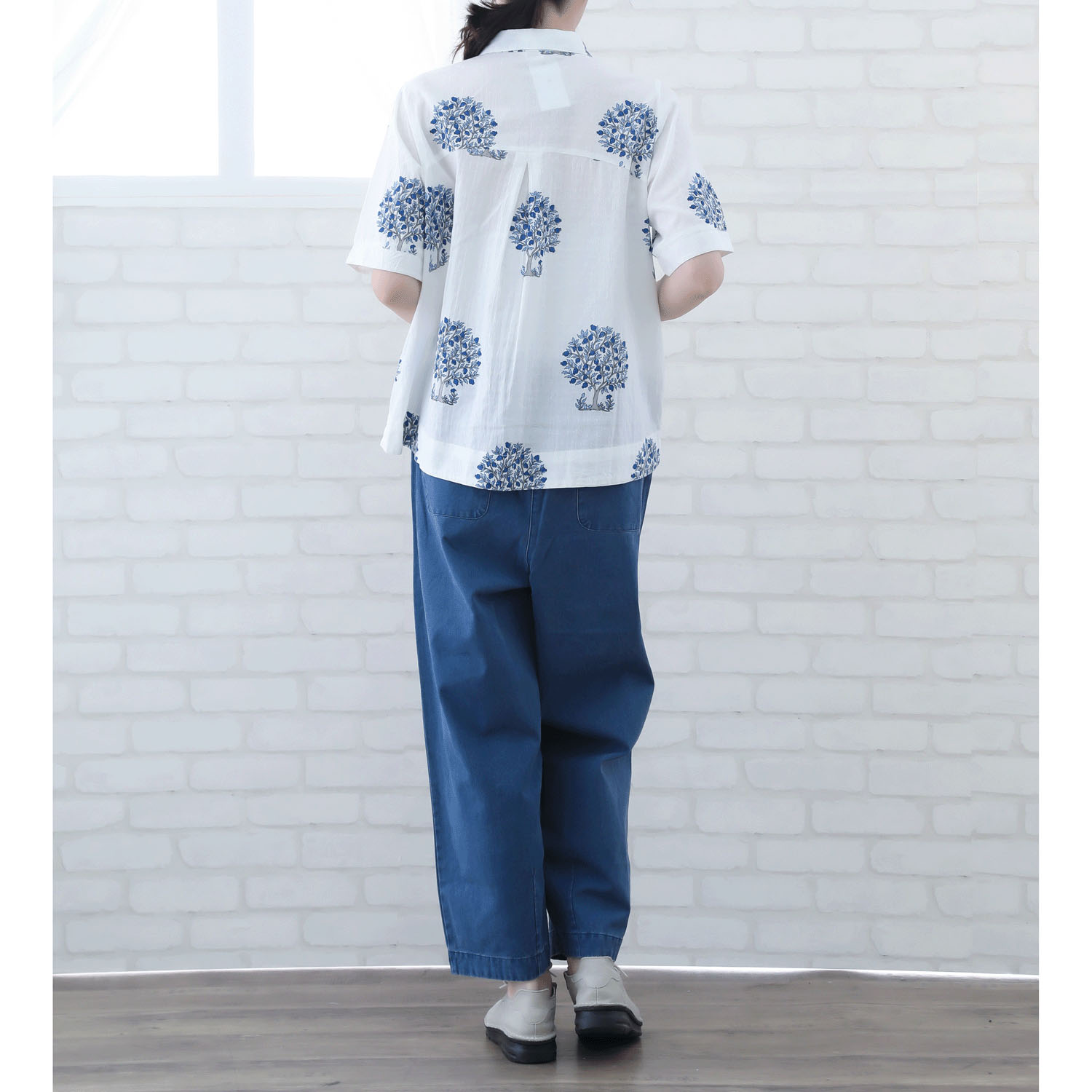 インディゴ ビッグモチーフプリントブラウス - 画像6