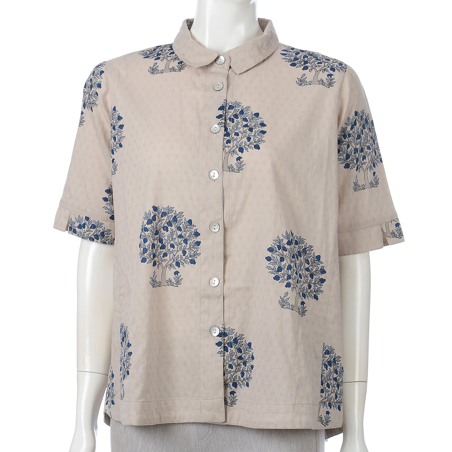 インディゴ ビッグモチーフプリントブラウス