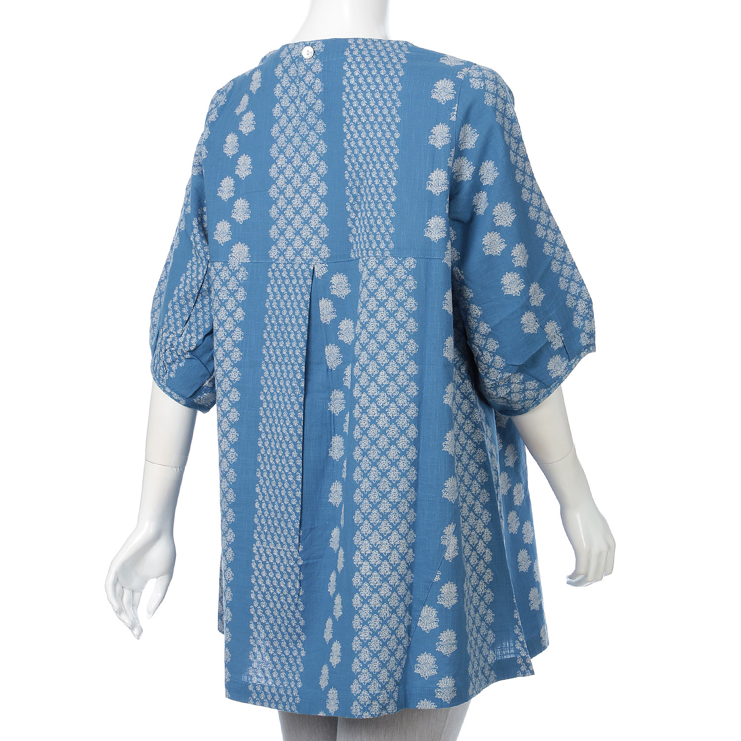 インディゴ モノトーン小花柄プリントチュニック - 画像10