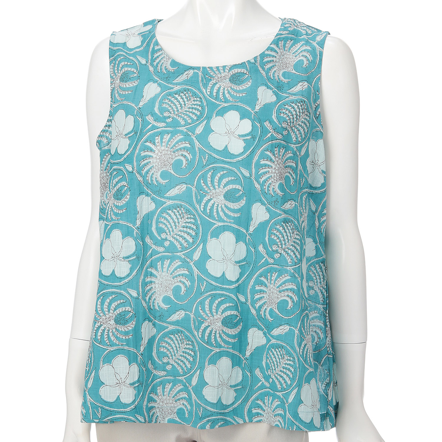 インディゴ フラワープリントタンクトップ