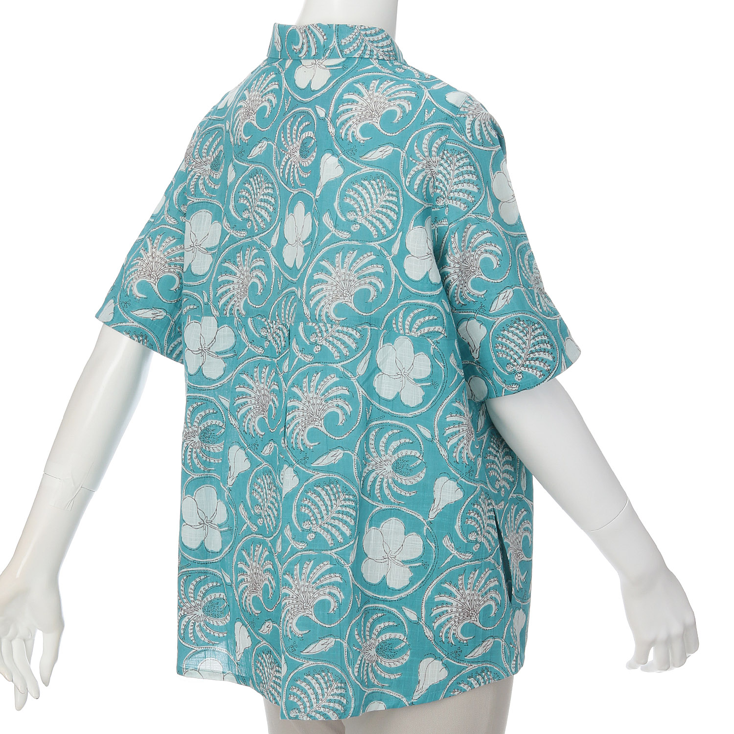 インディゴ フラワープリント五分袖ブラウス - 画像5