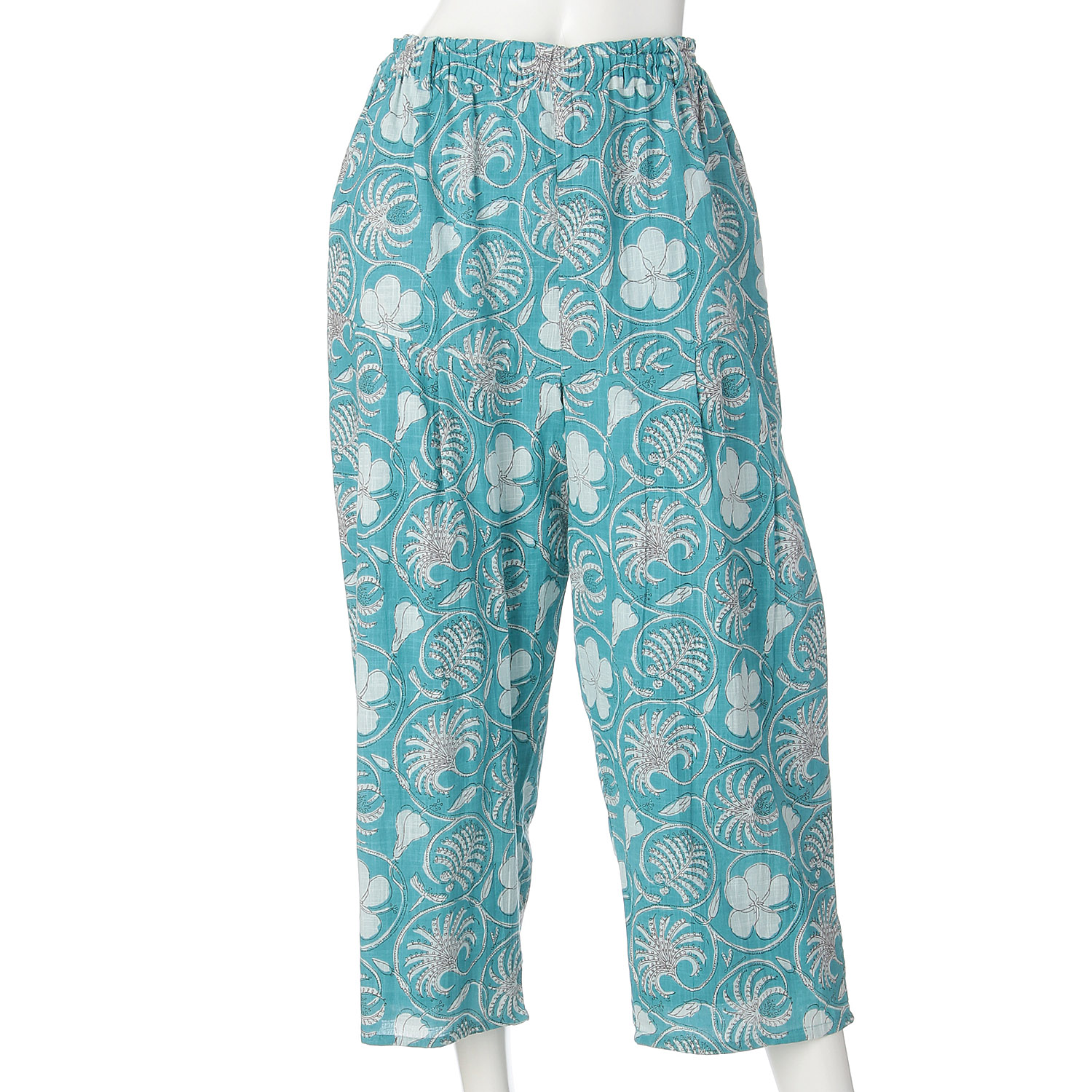 インディゴ フラワープリントバルーンパンツ - 画像1